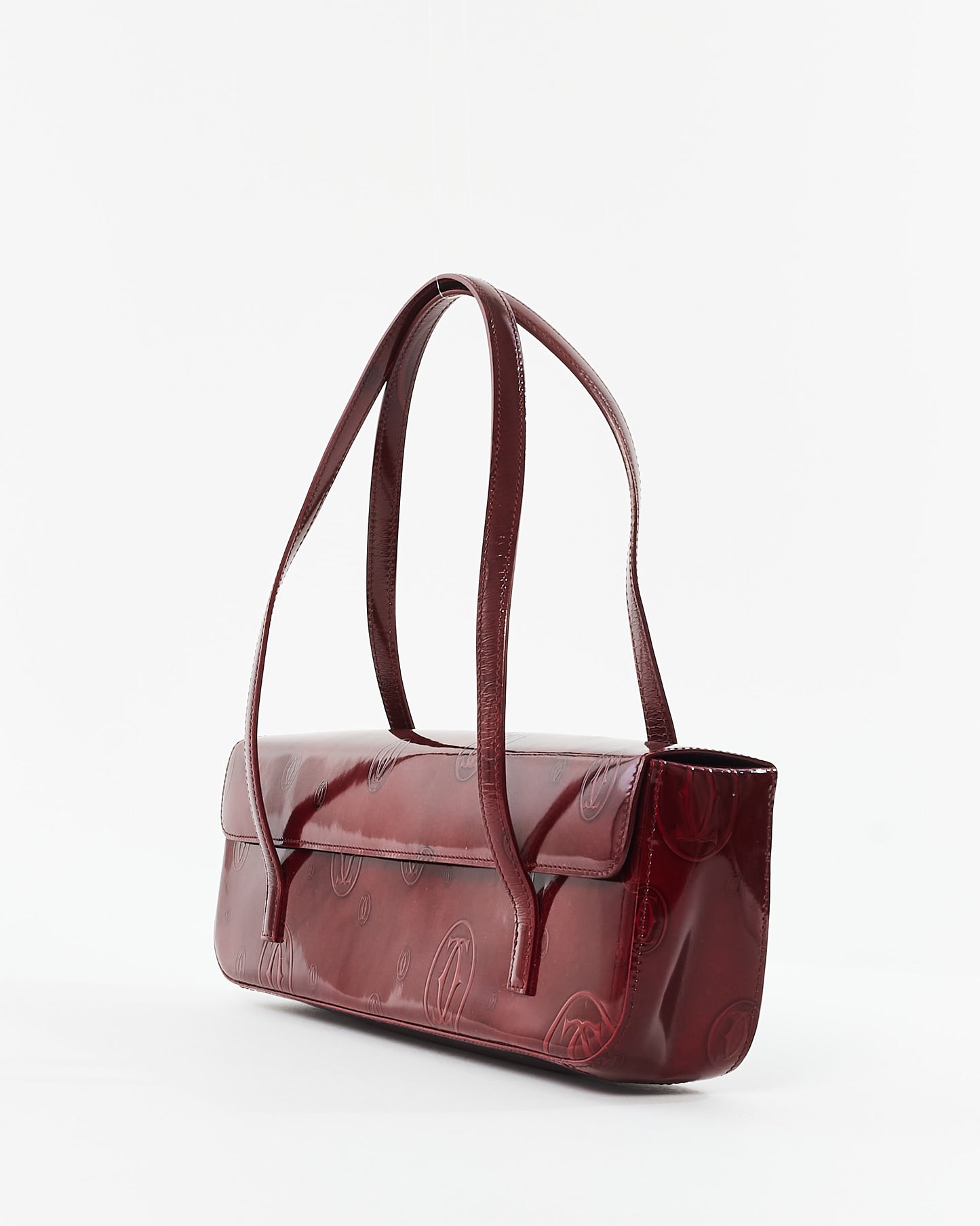 Cartier Bordeaux Patent Leather Cabochon Shoulder Bags