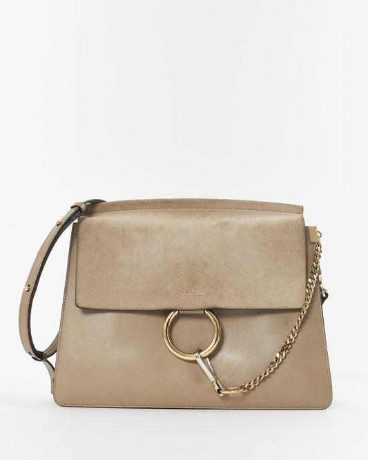 Chloé Taupe Leather 
Suede Faye Crossbody Bag