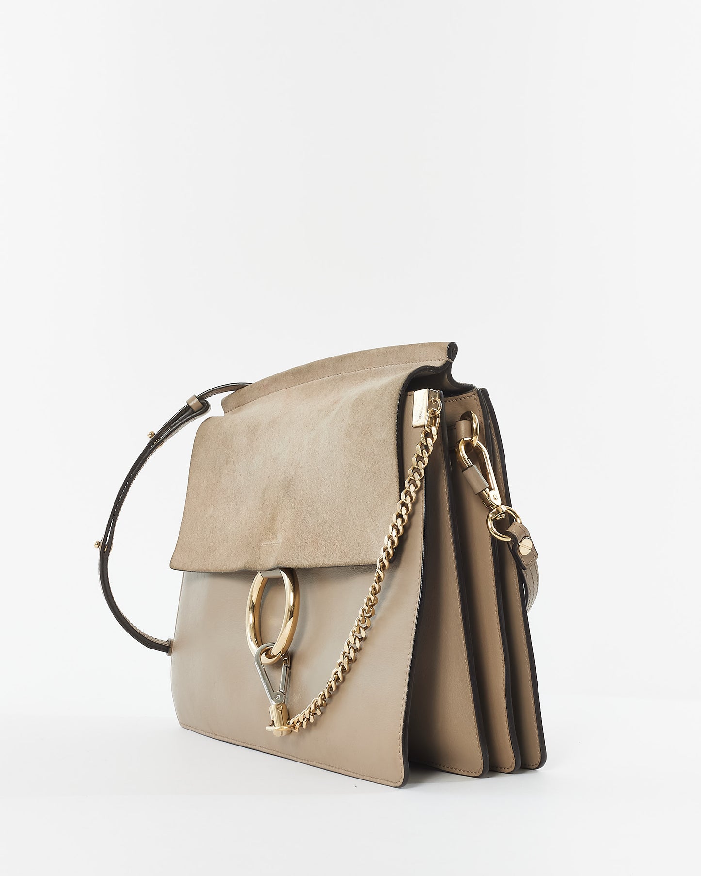 Chloé Taupe Leather 
Suede Faye Crossbody Bag