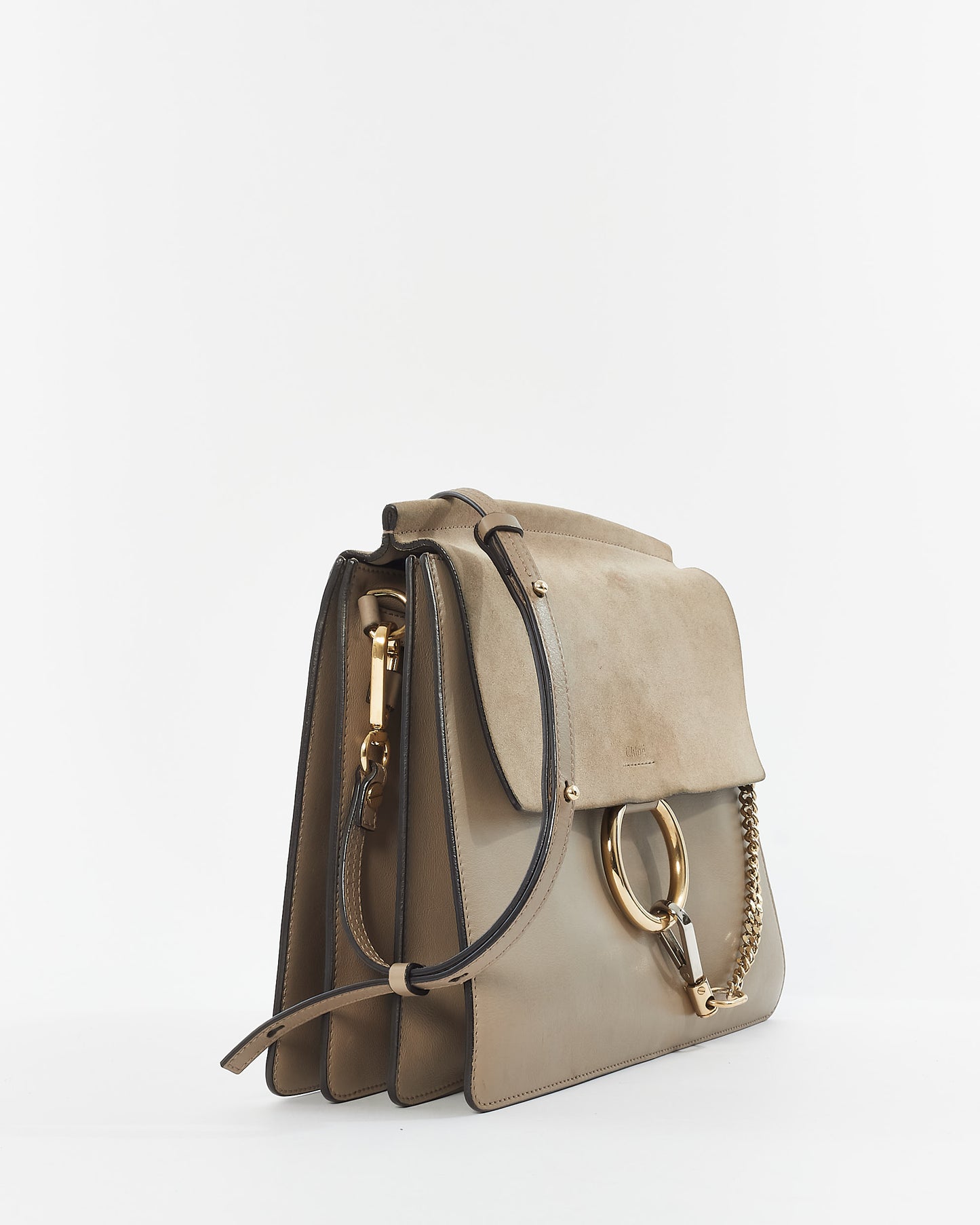 Chloé Taupe Leather 
Suede Faye Crossbody Bag