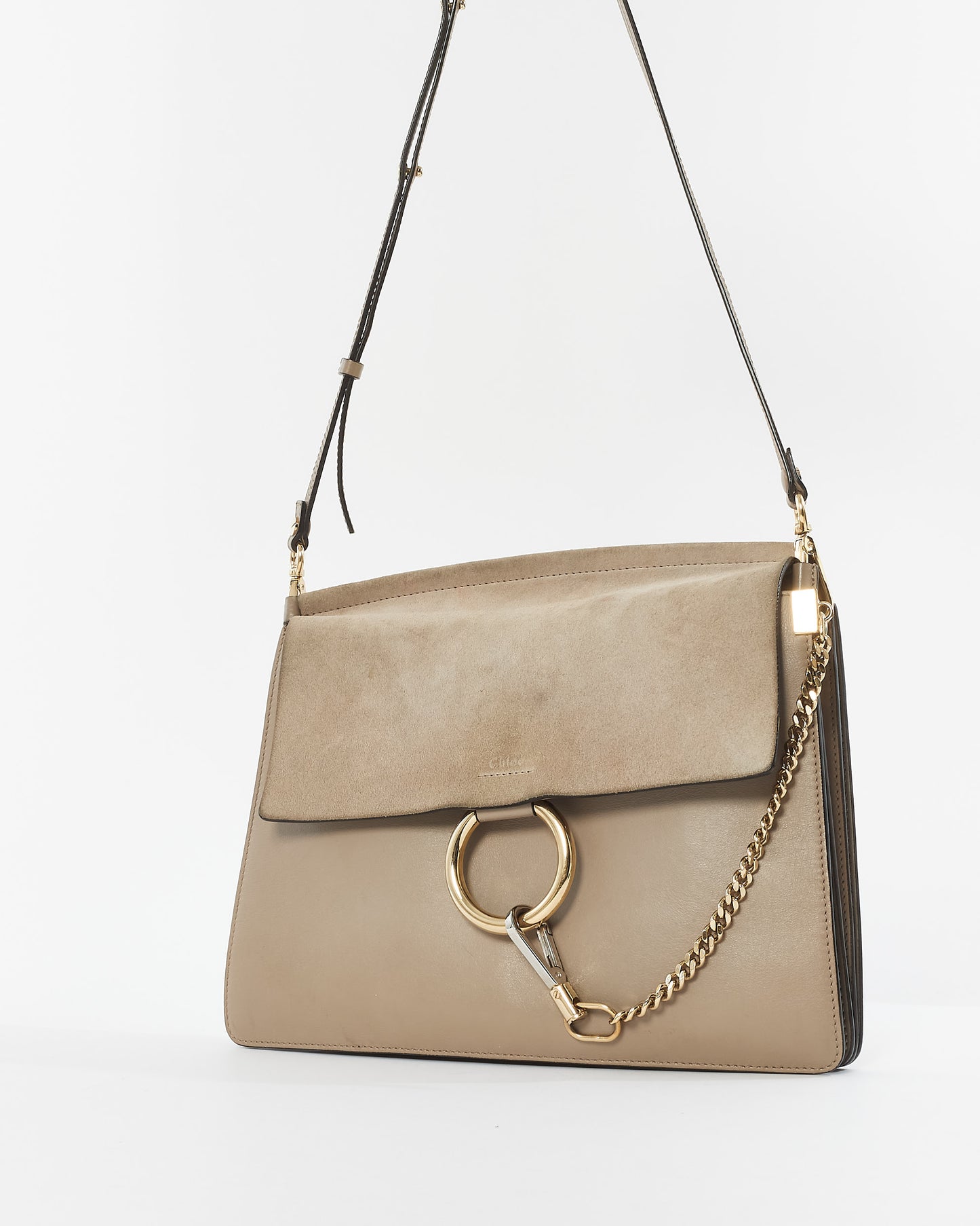 Chloé Taupe Leather 
Suede Faye Crossbody Bag