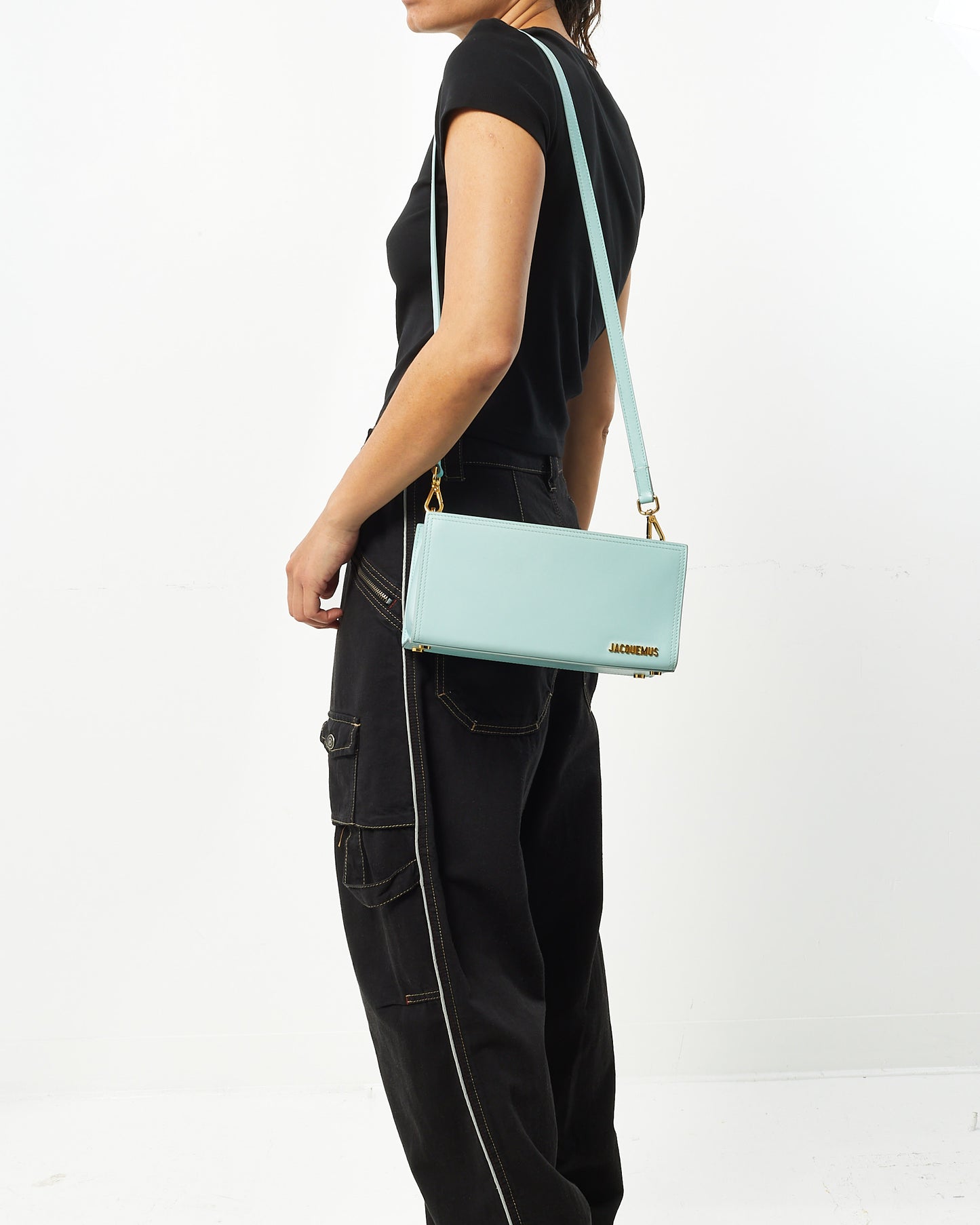 Jacquemus Light Turquoise Leather Le Rectangle Shoulder Bag