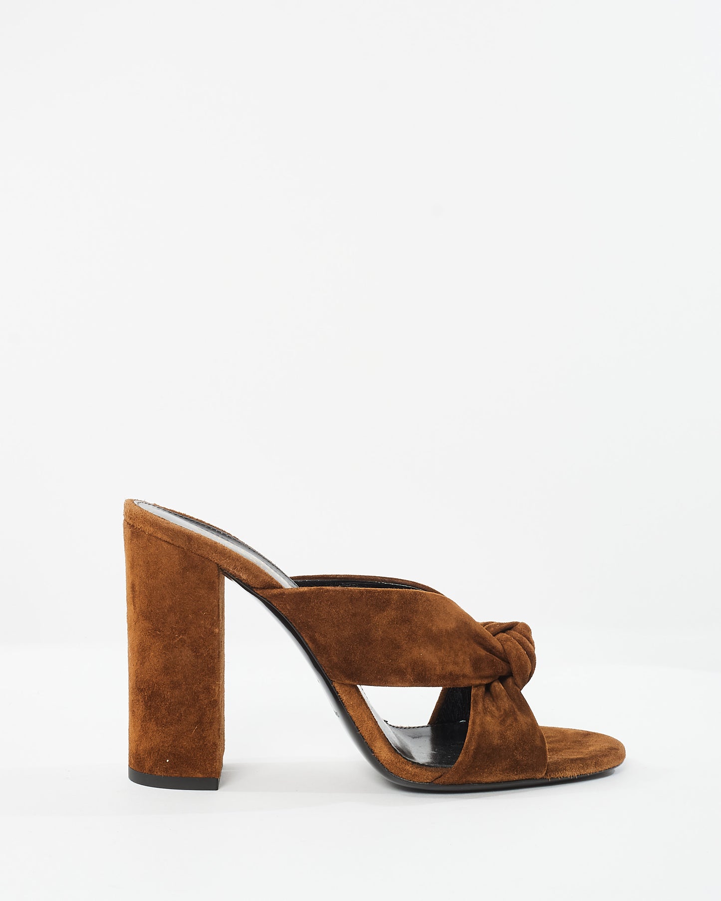 Saint Laurent Brown Suede Bianca Knotted Mule Sandals - 39