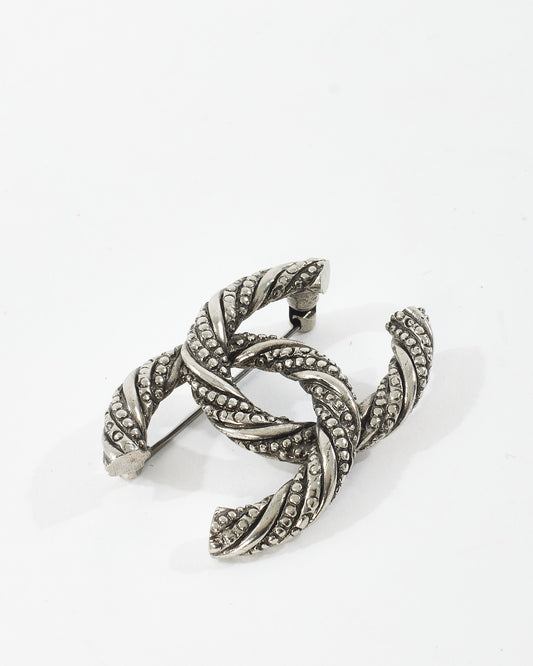 Chanel Ruthenium Twisted CC Logo Brooch