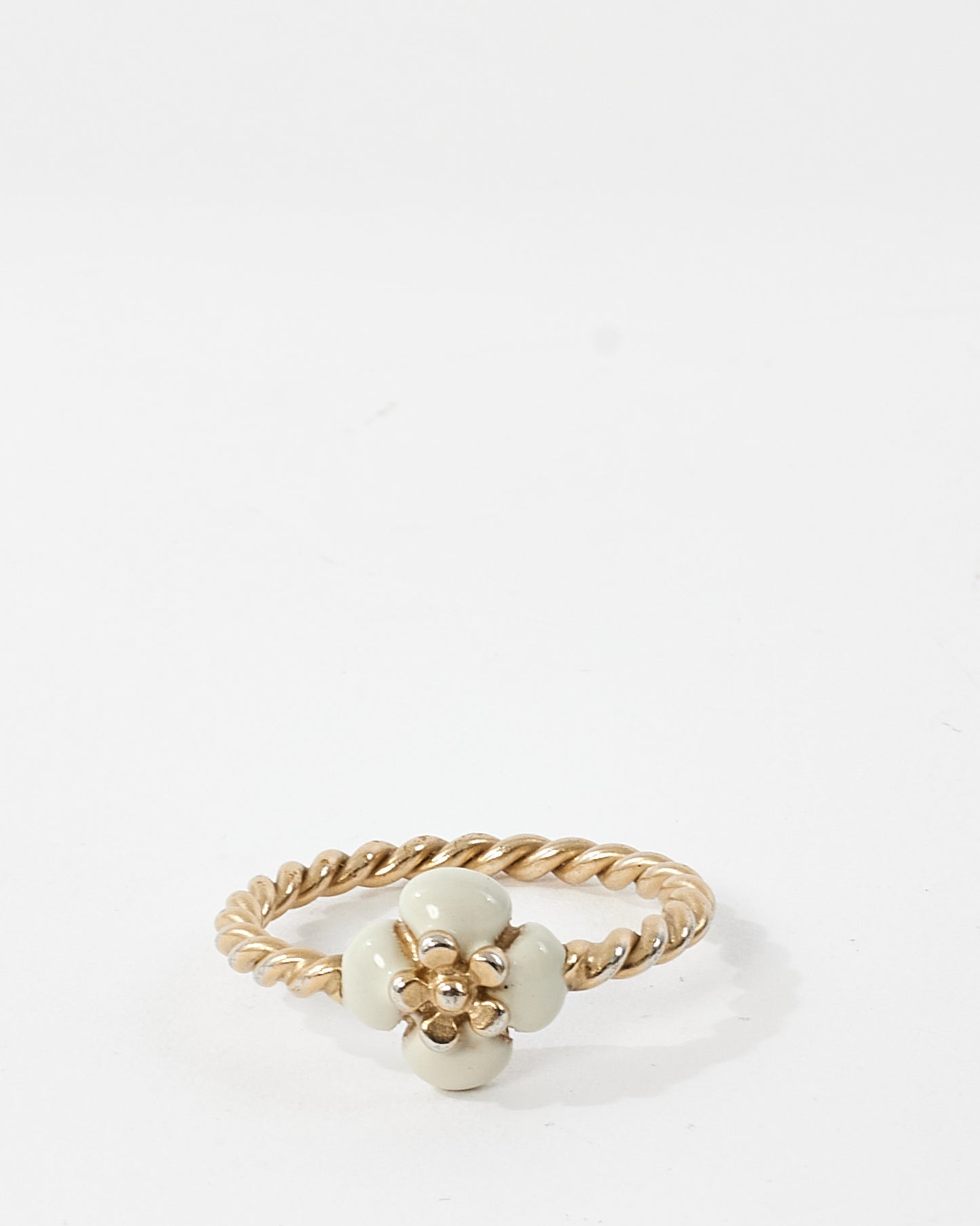 Chanel Gold Plated CC Logo 
Camelia Ring Set - 8