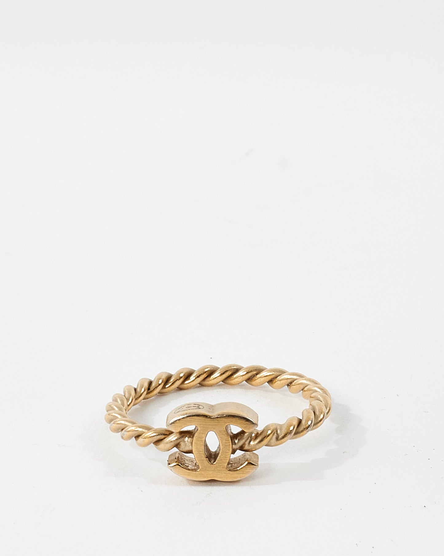 Chanel Gold Plated CC Logo 
Camelia Ring Set - 8