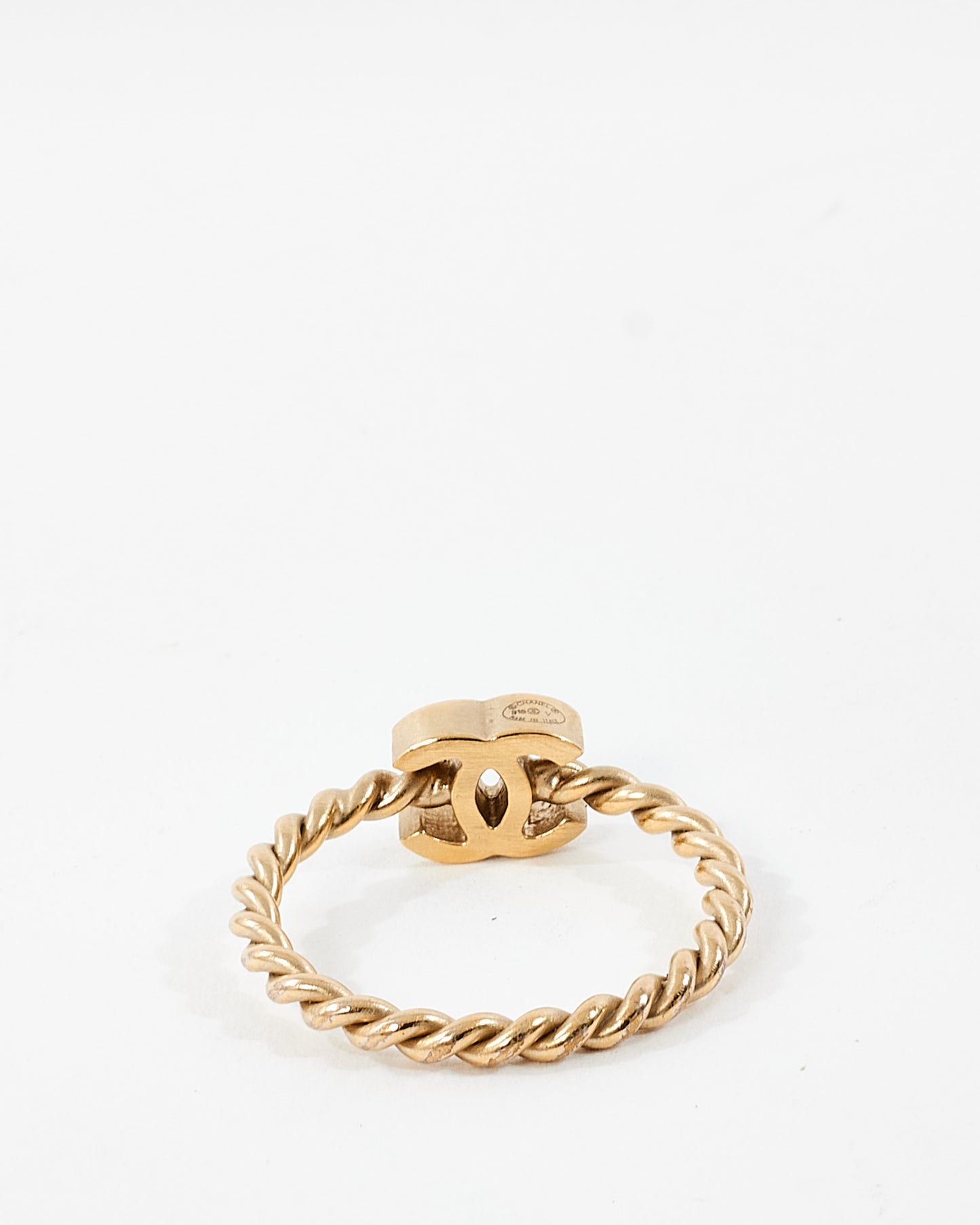 Chanel Gold Plated CC Logo 
Camelia Ring Set - 8