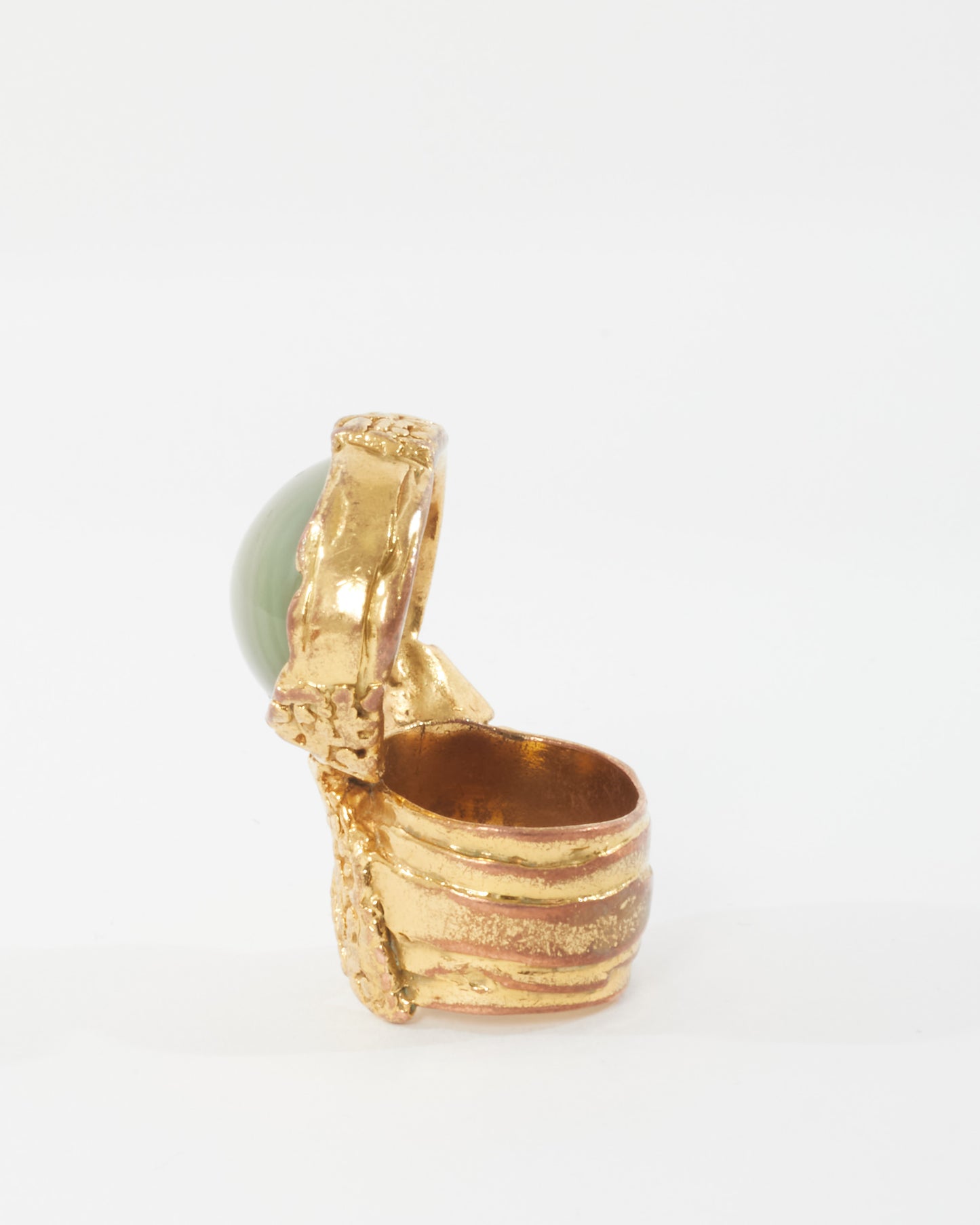 Saint Laurent Gold Green Enamel Artsy Ring - 7