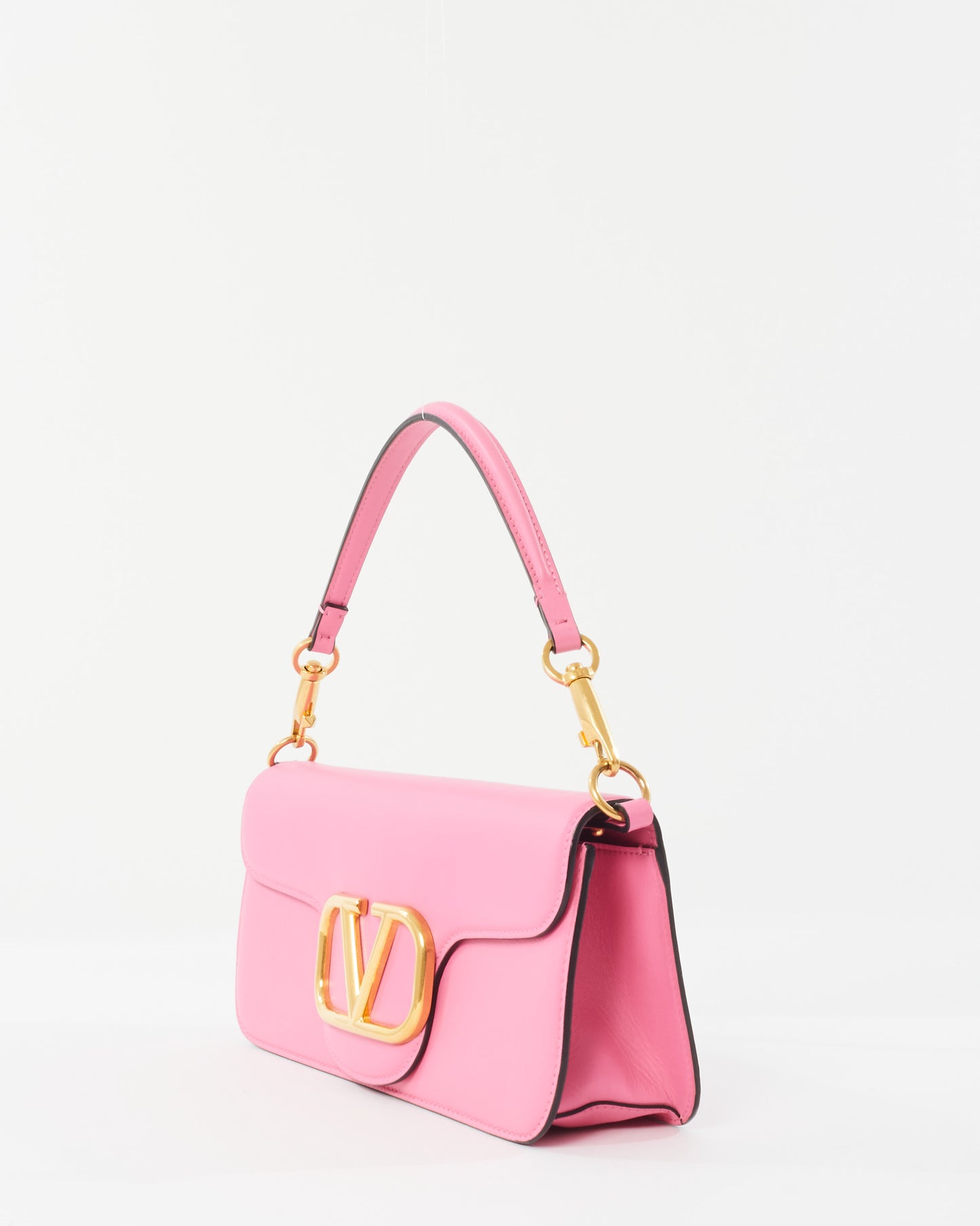 Valentino Pink Leather V Logo Loco Shoulder Bag