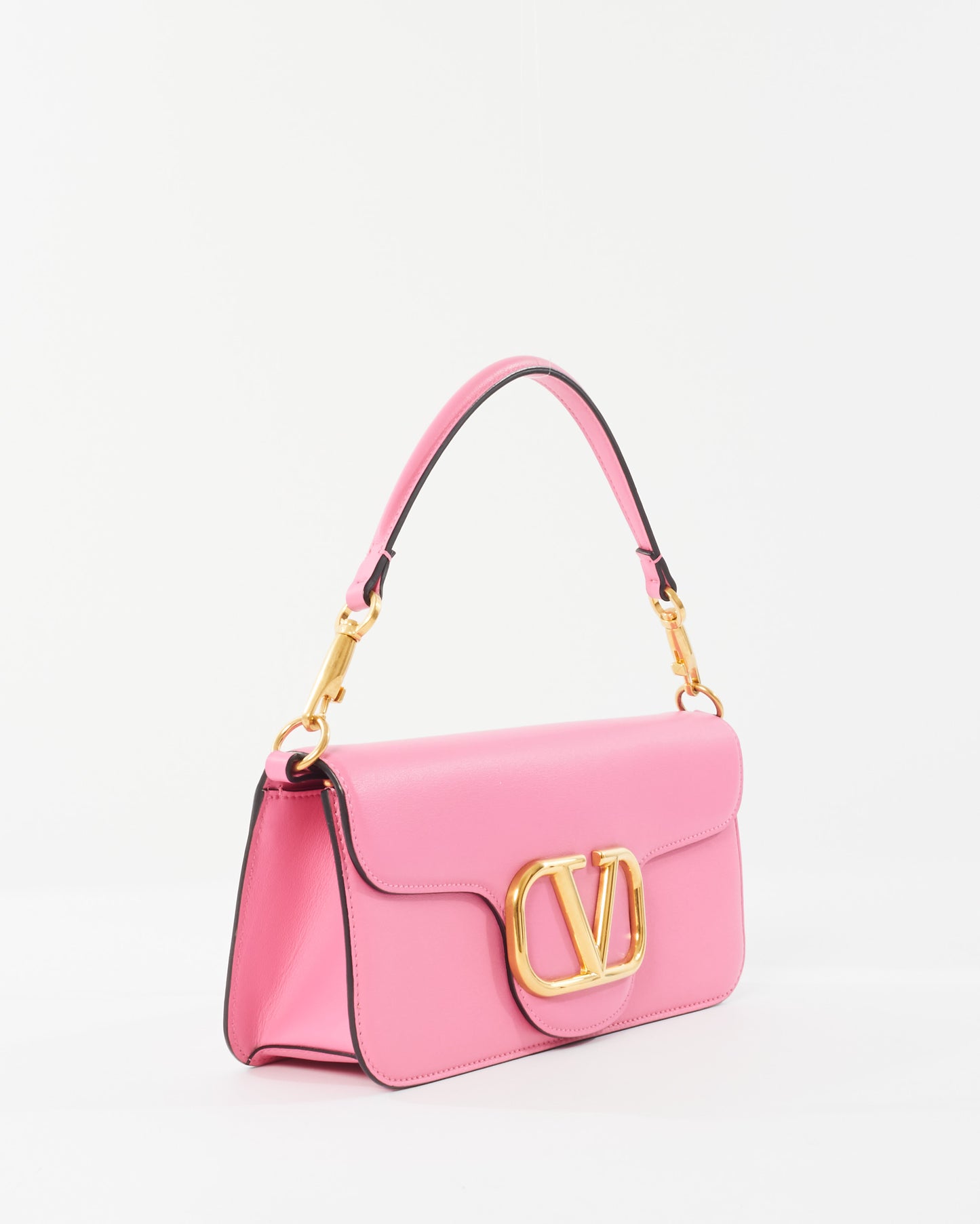 Valentino Pink Leather V Logo Loco Shoulder Bag