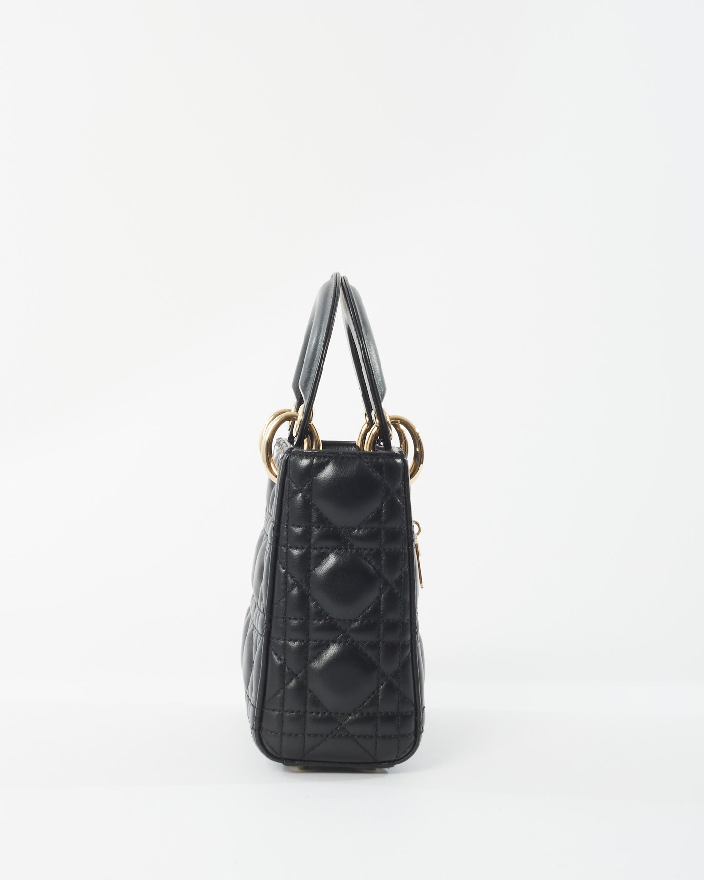 Dior Black Lambskin Leather Mini Lady Dior Bag GHW