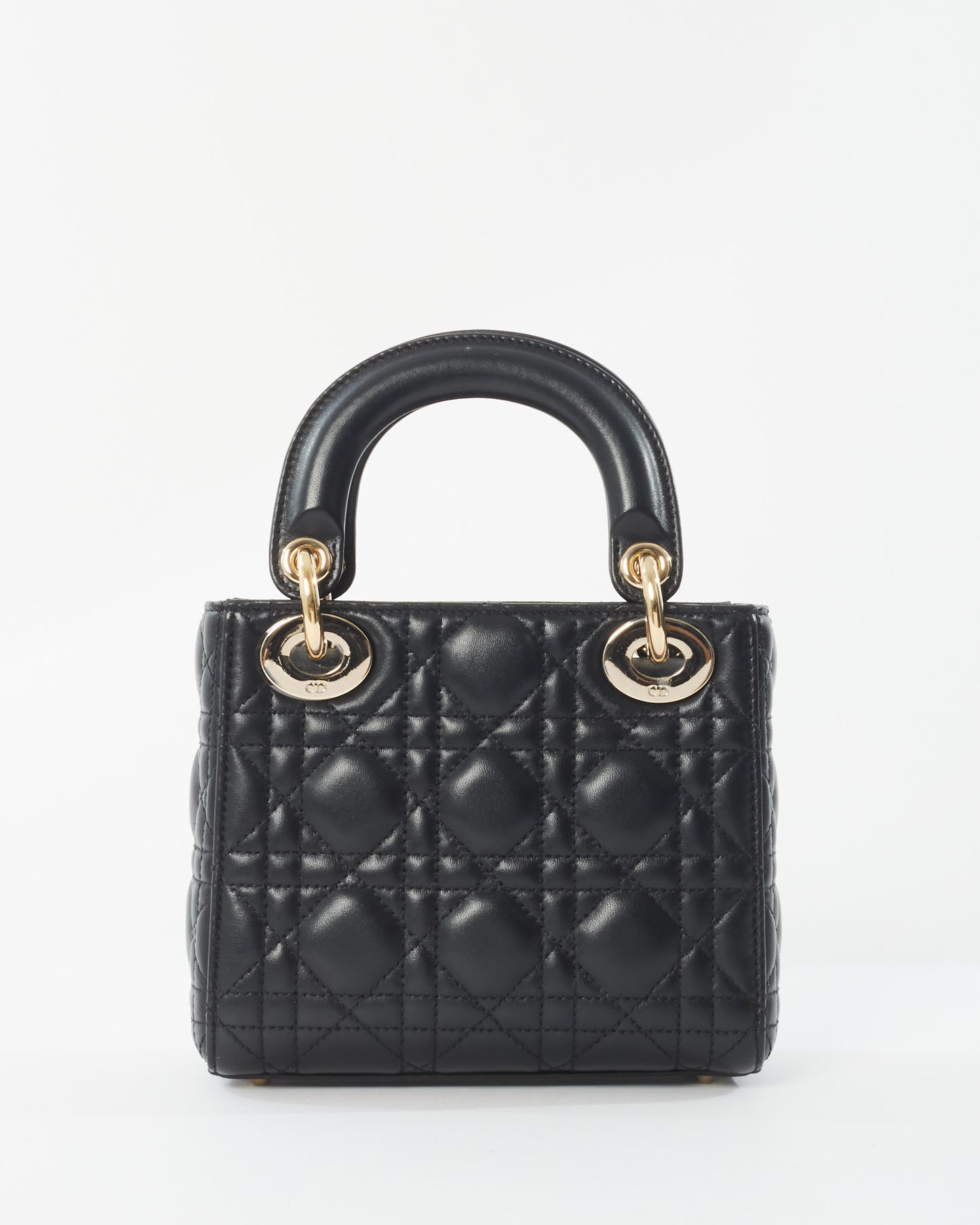 Dior Black Lambskin Leather Mini Lady Dior Bag GHW