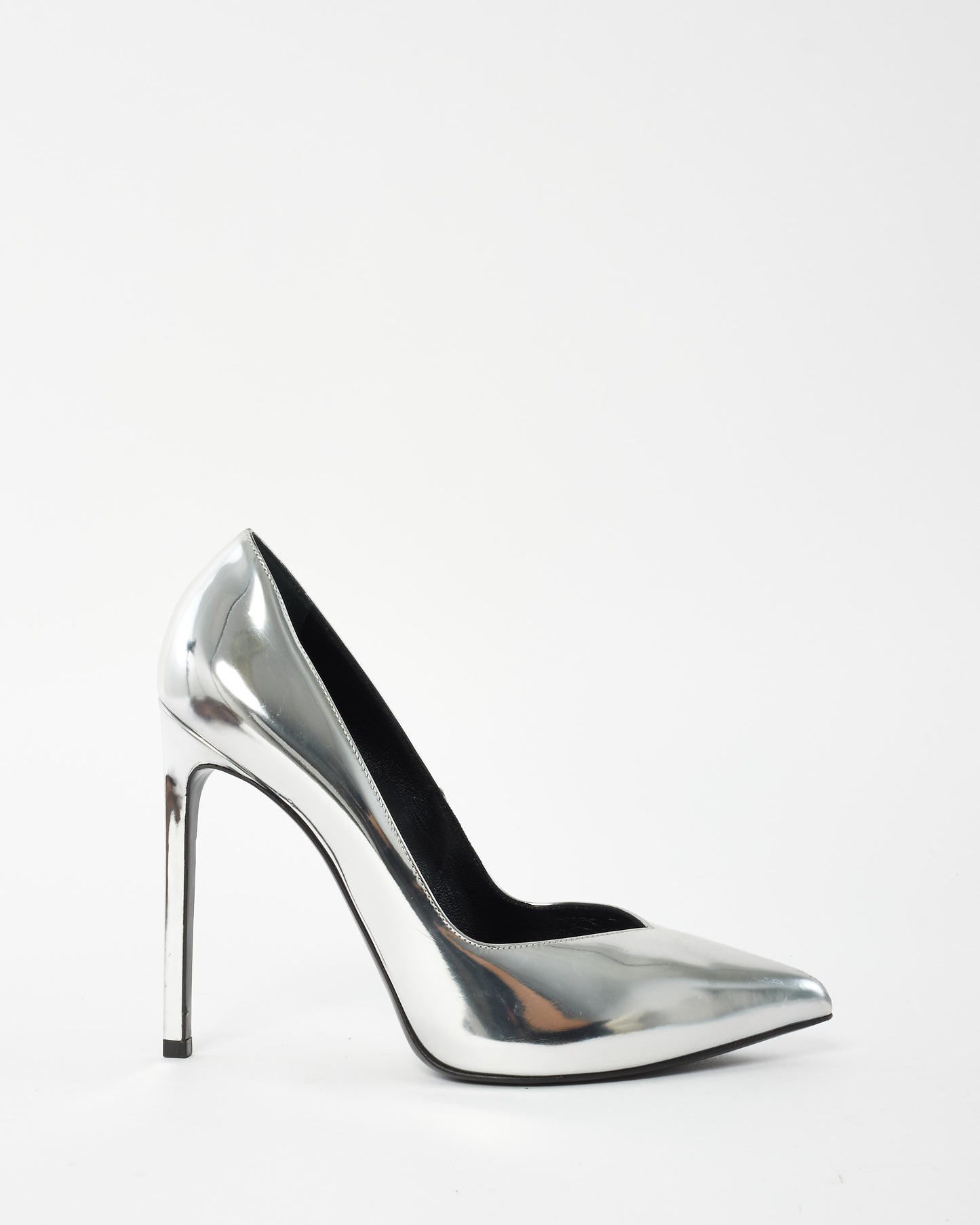 Saint Laurent Silver Mirror Pointed Toe Pumps - 38