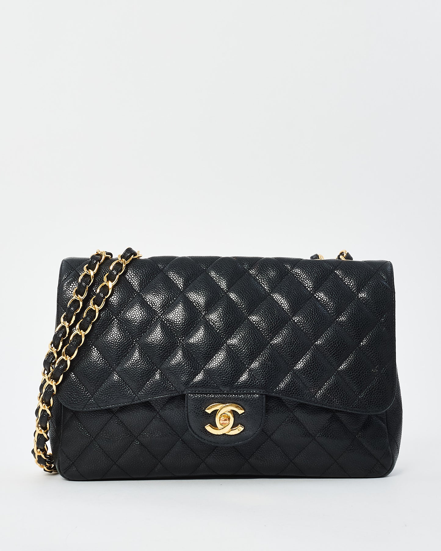 Chanel Black Caviar Leather Jumbo Single Flap Bag