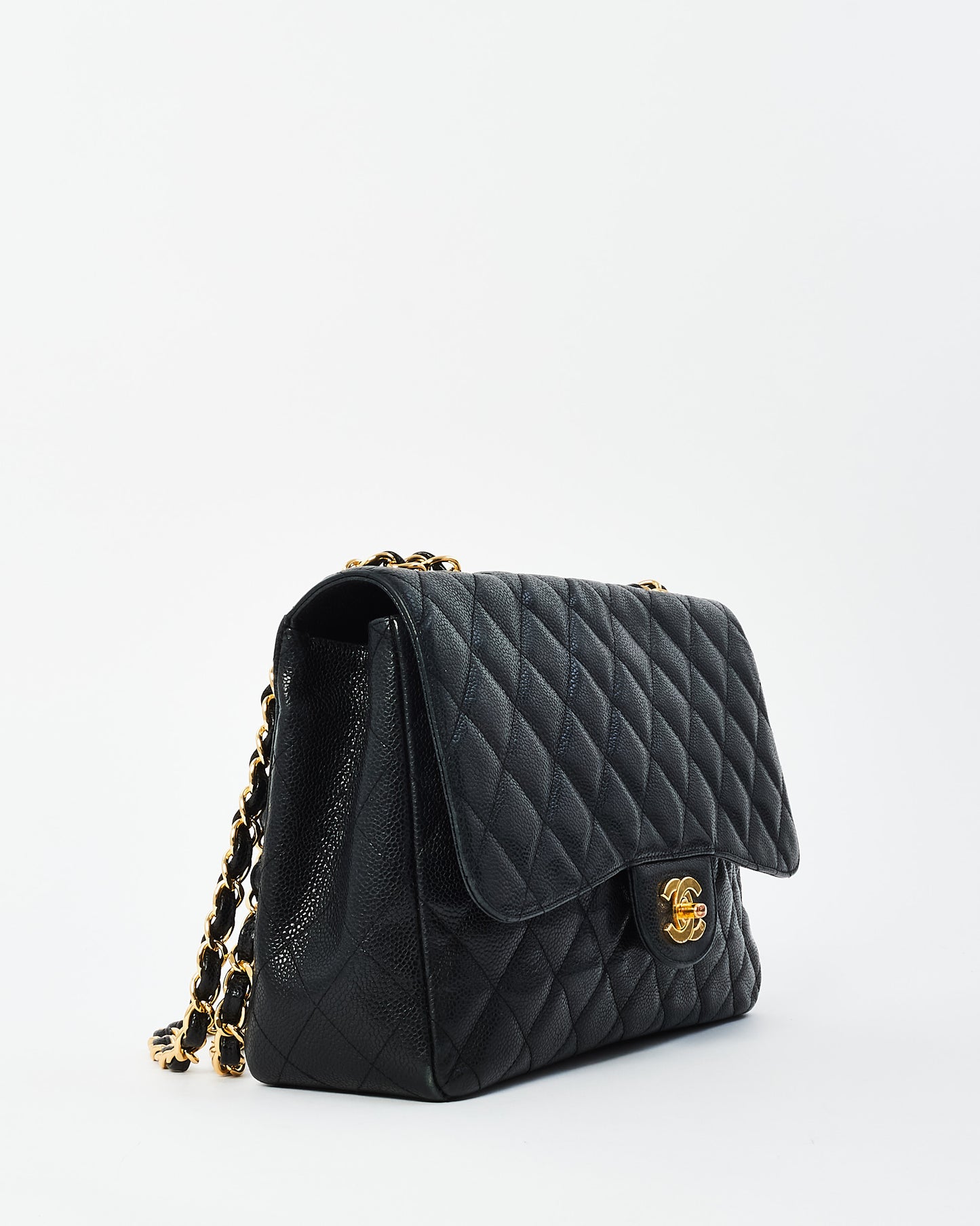 Chanel Black Caviar Leather Jumbo Single Flap Bag