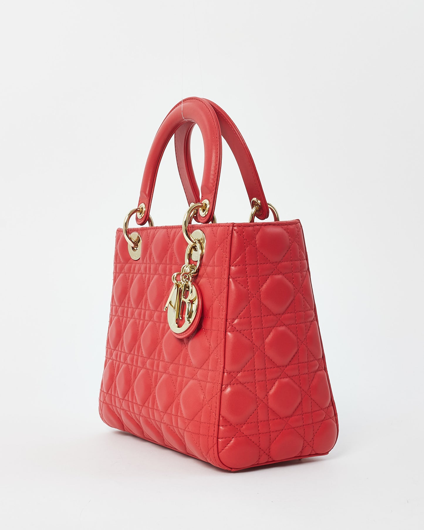 Dior Red Leather Medium Lady Dior Bag GHW