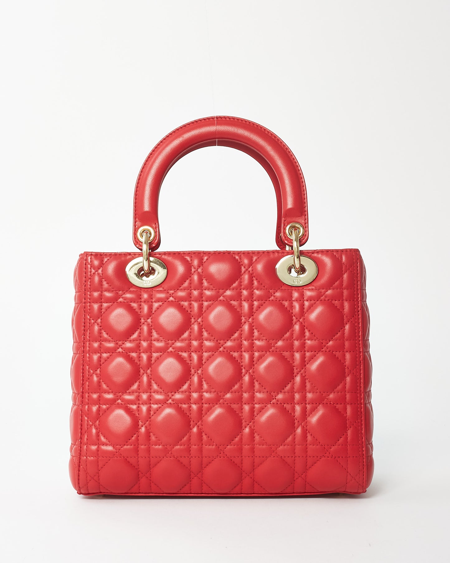 Dior Red Leather Medium Lady Dior Bag GHW