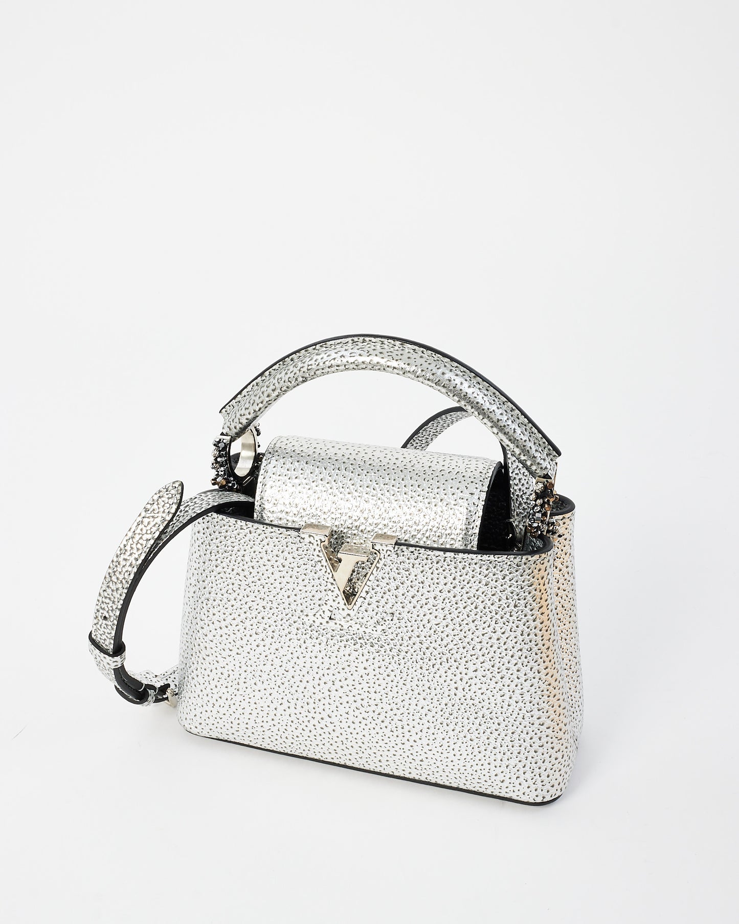 Louis Vuitton Metallic Silver 2018 Limited Edition Mini Capucines Bag