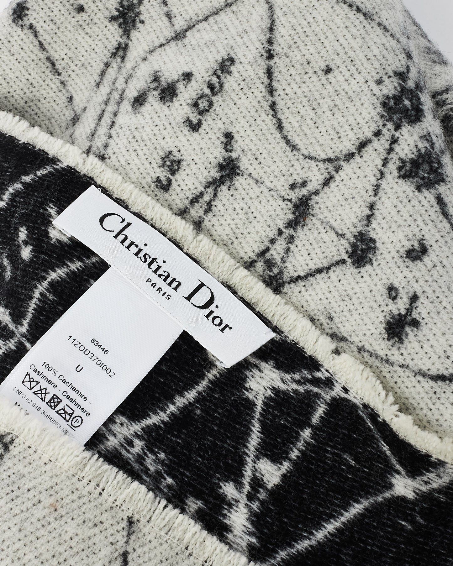 Dior Black 
White Cashmere Zodiac Poncho