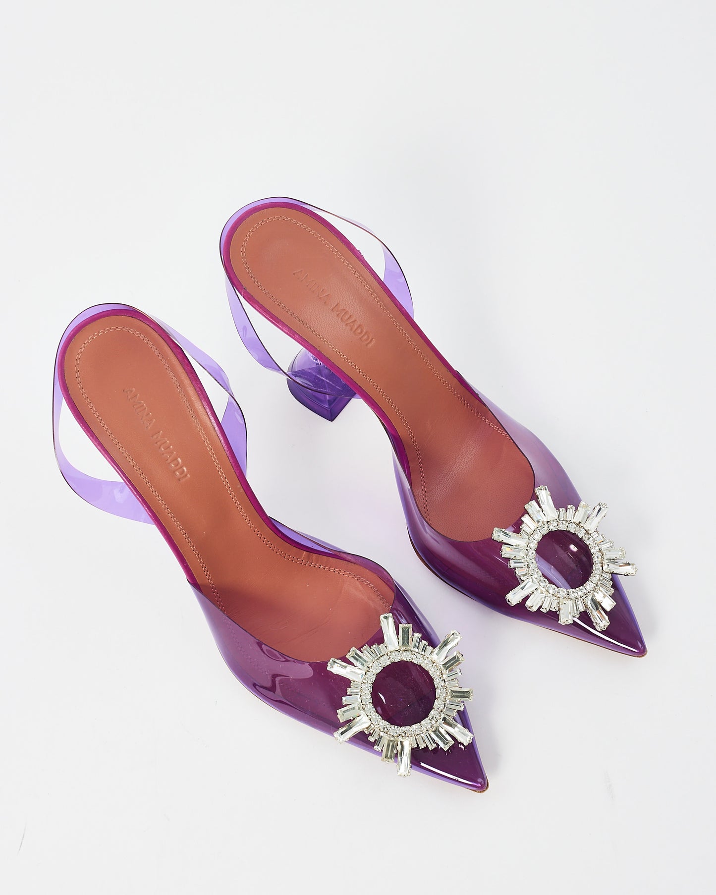 Amina Muaddi Purple PVC Begum Sling 95 Pumps - 37.5