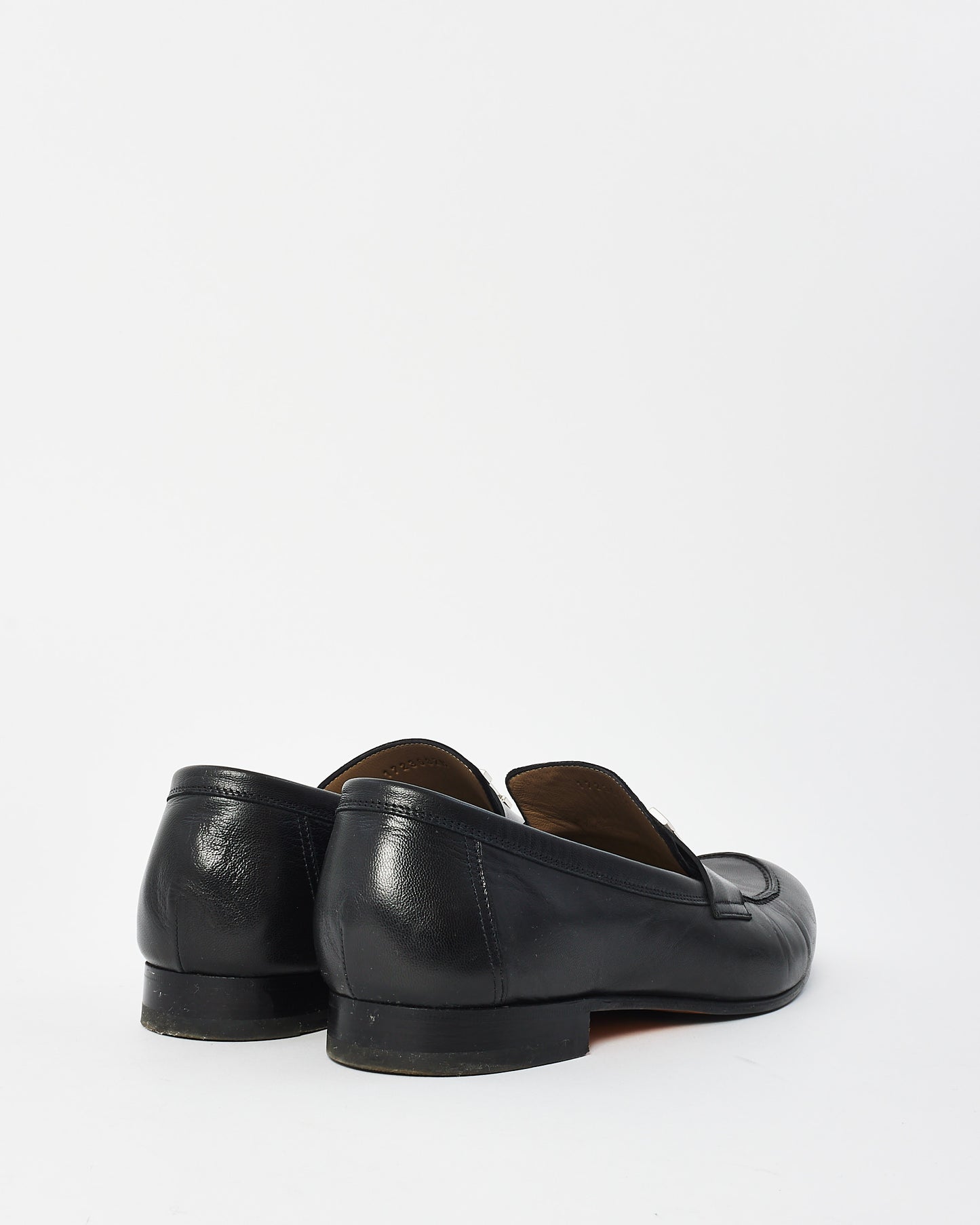 Hermès Men
s Black Leather Paris H  Loafers - 43