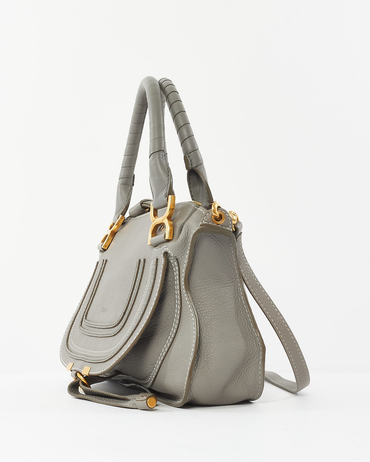 Chloé Grey Leather Small Marcie Crossbody Bag