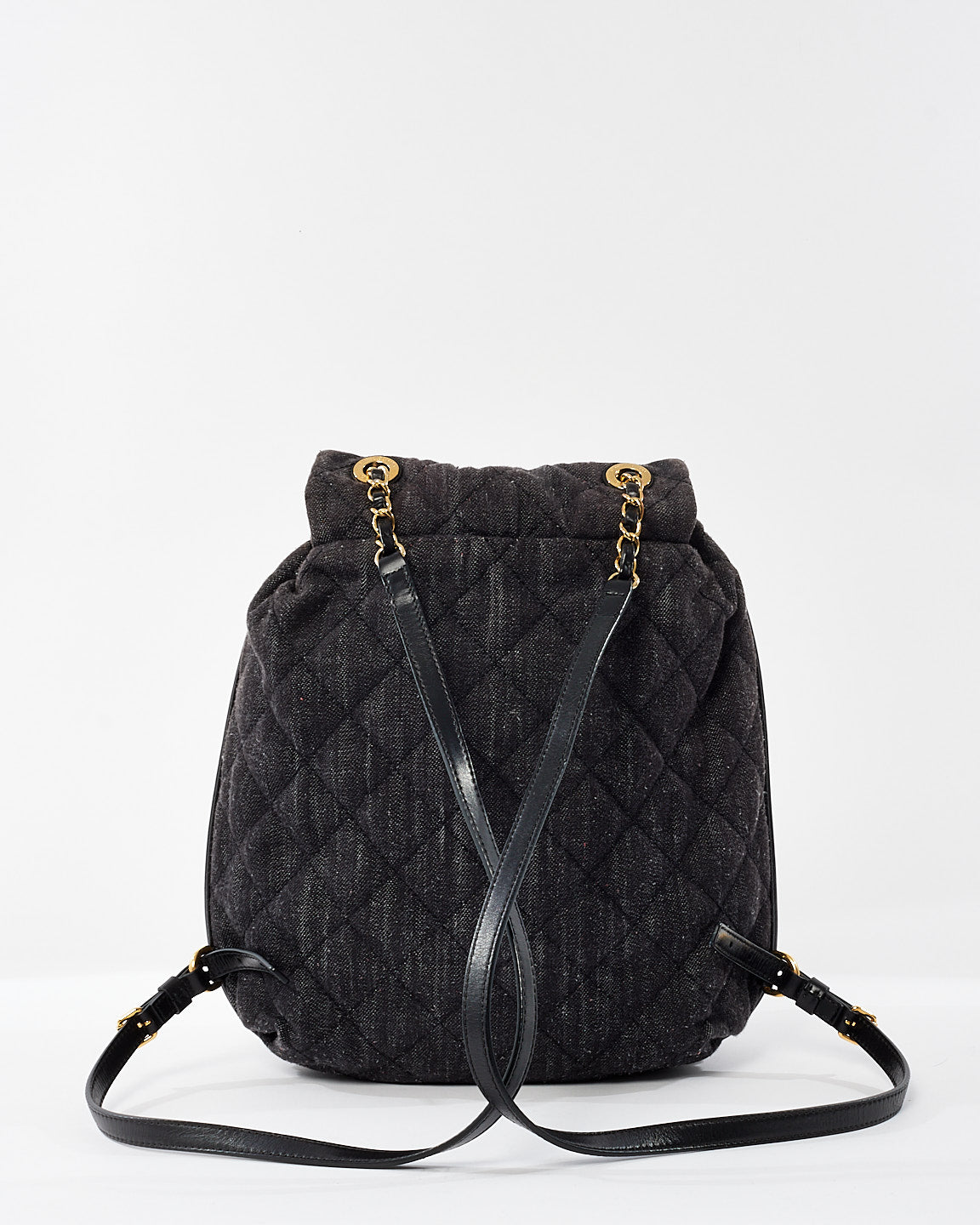 Chanel Dark Grey Quilted Denim Flap Backpack GHW