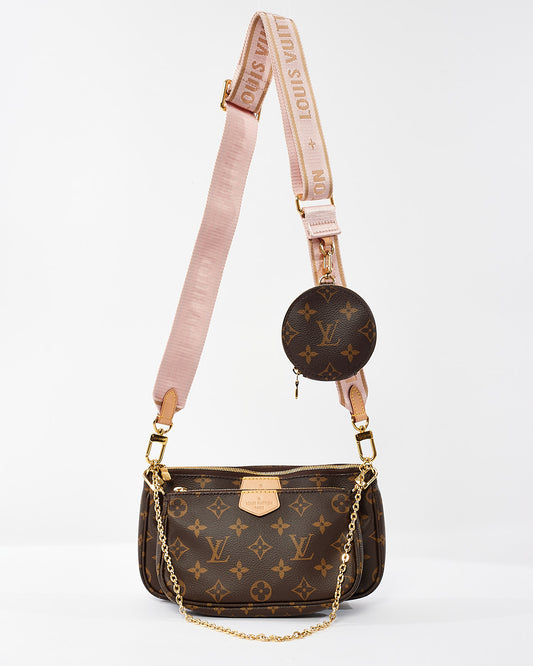 Louis Vuitton Monogram Coated Canvas Rose Multi Pochette Crossbody Bag