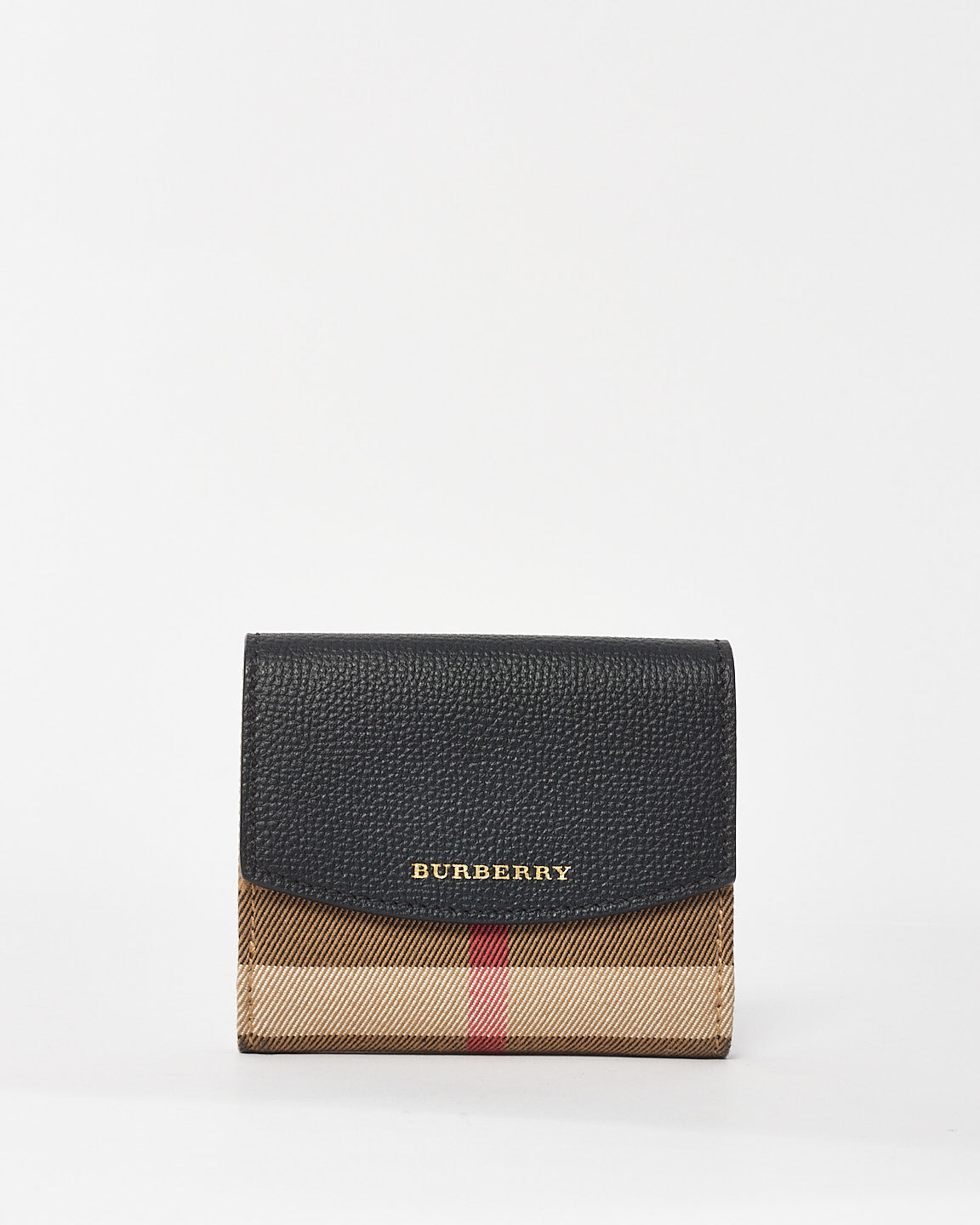 Burberry Black 
House Check Canvas Small Wellington Bifold Wallet