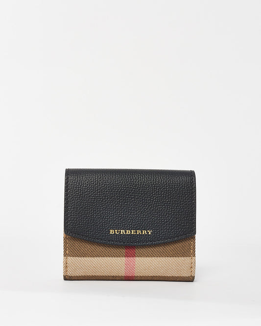 Burberry Black 
House Check Canvas Small Wellington Bifold Wallet