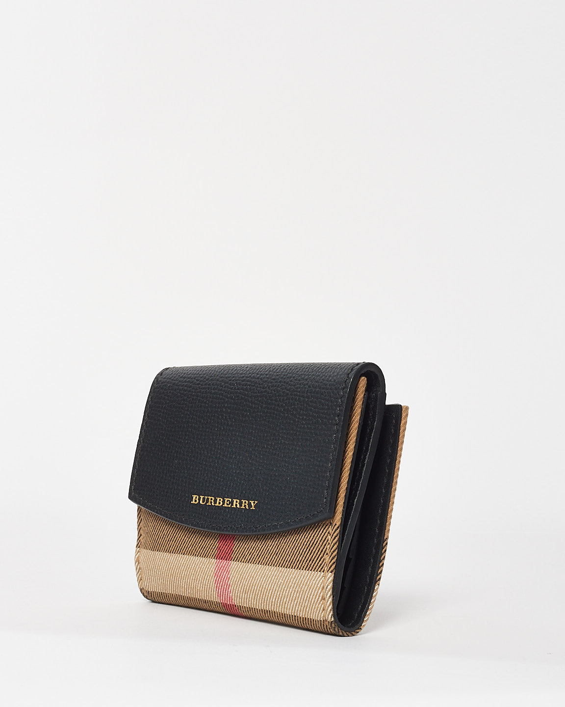 Burberry Black 
House Check Canvas Small Wellington Bifold Wallet