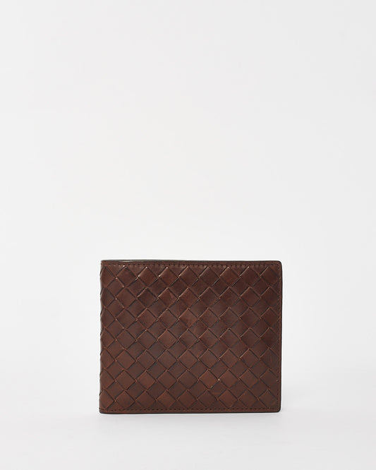 Bottega Veneta Brown Intrecciato Leather Bi Fold Wallet