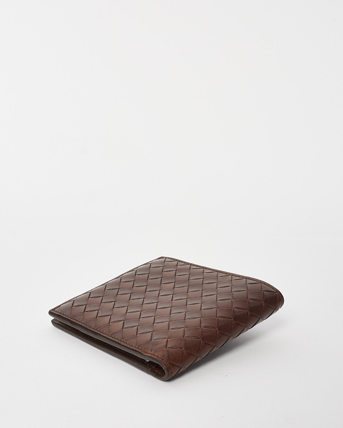 Bottega Veneta Brown Intrecciato Leather Bi Fold Wallet