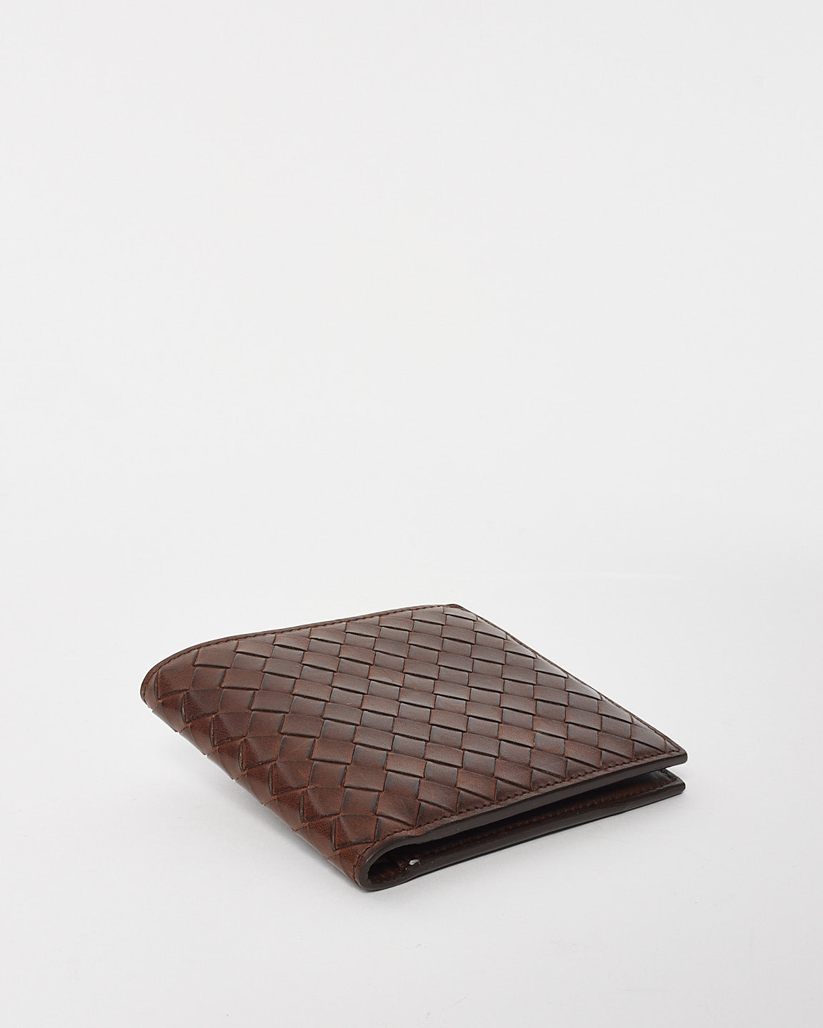 Bottega Veneta Brown Intrecciato Leather Bi Fold Wallet