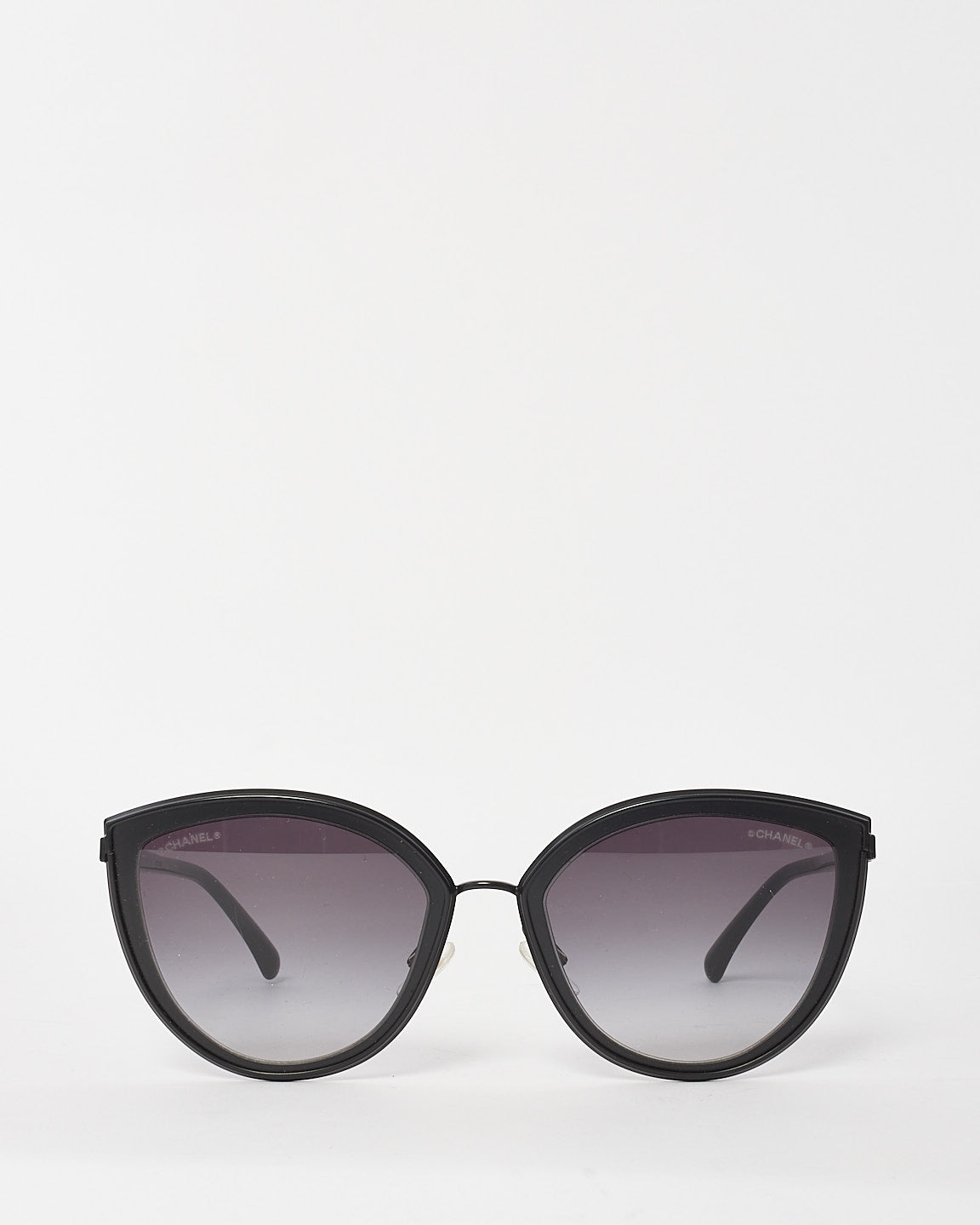 Chanel Black Metal Cat Eye Sunglasses 4222