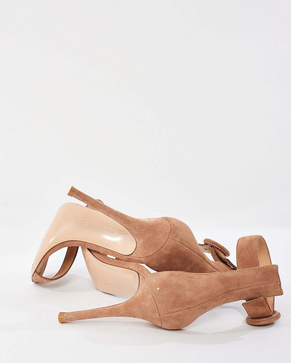 Gianvito Rossi Blush Suede Ankle Strap Portofino Stiletto Sandals - 37.5