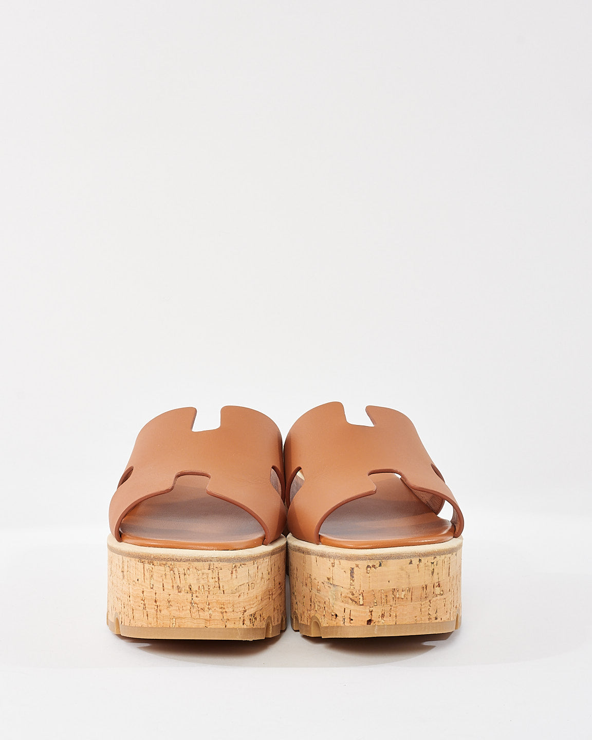 Hermès Tan (Gold) H Cork Eze 30 Platform Sandals - 37