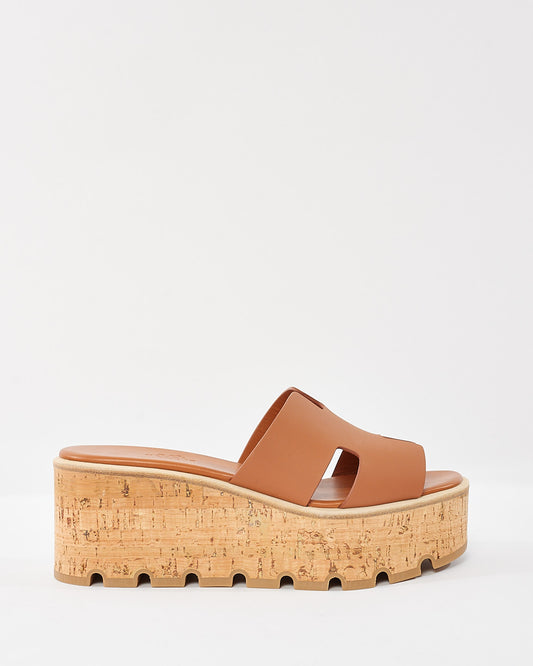 Hermès Tan (Gold) H Cork Eze 30 Platform Sandals - 37