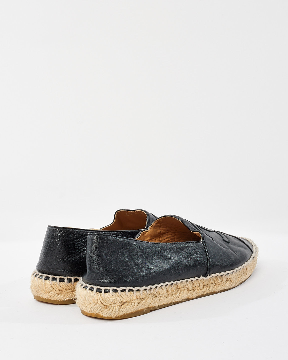 Chanel Black Lambskin Leather Espadrilles - 38