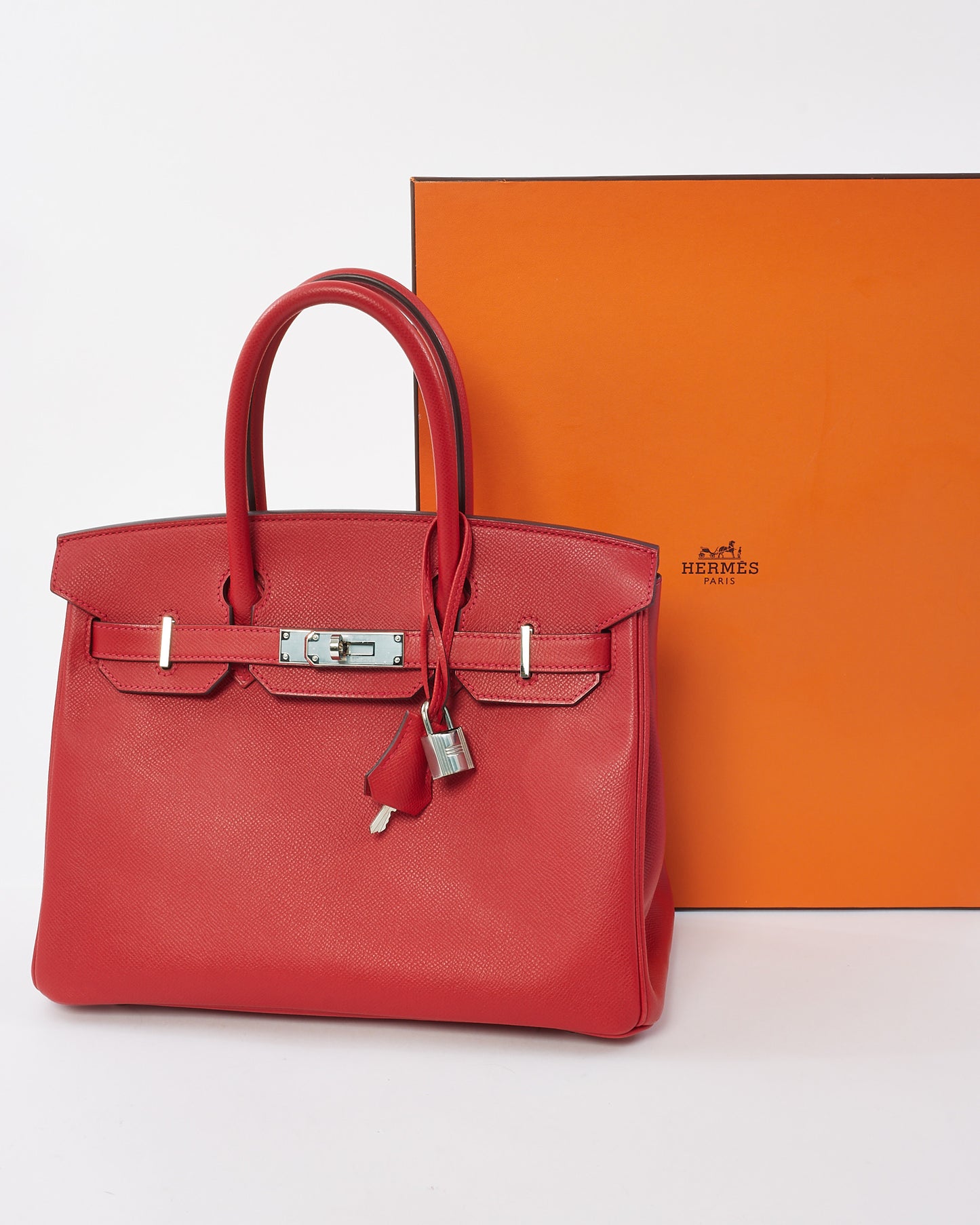 Hermès Red Epsom Leather Birkin 30 SHW