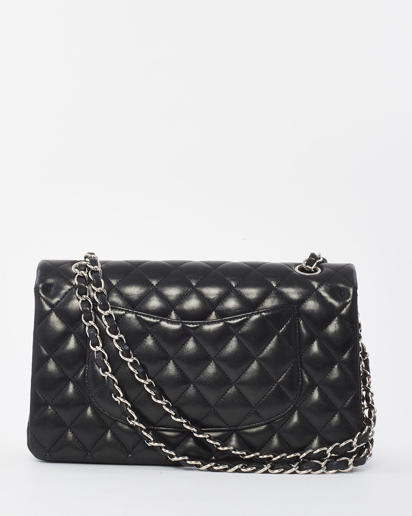 Chanel Black Lambskin Leather Classic Medium Double Flap Bag with SHW