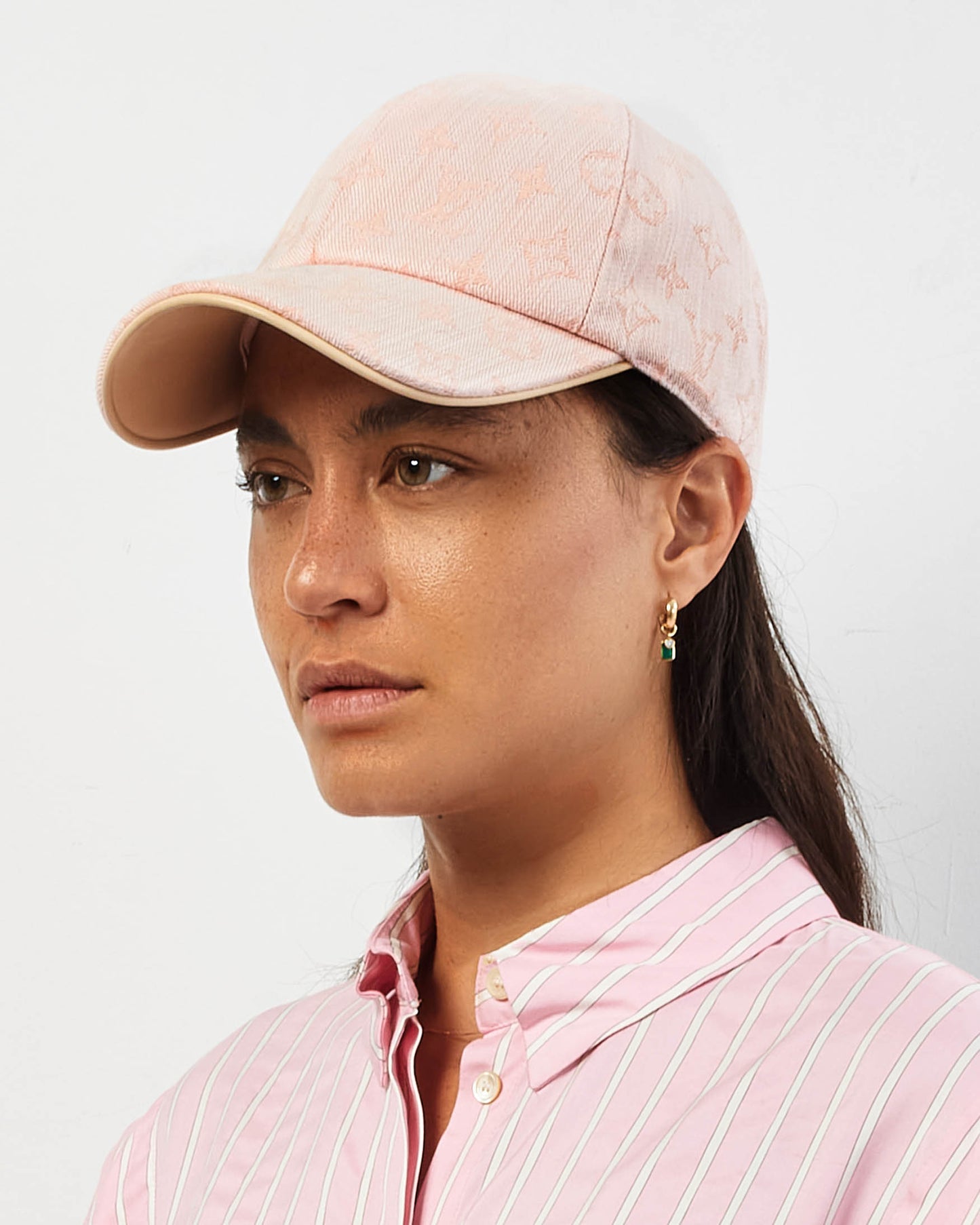 Louis Vuitton Pink Cotton Monogram LV First Baseball Cap