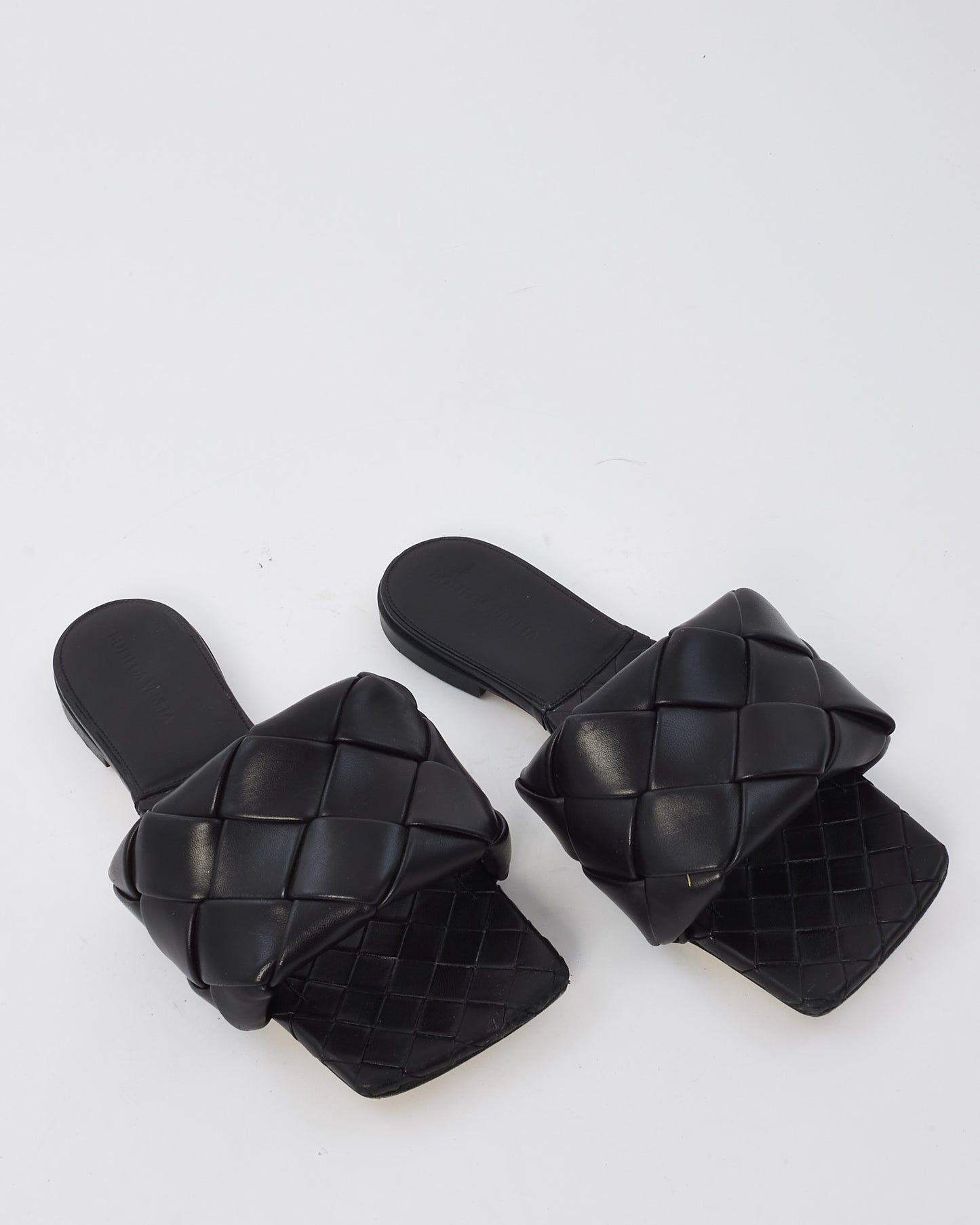 Bottega Veneta Black Intrecciato Leather Lido Flat Sandals - 40