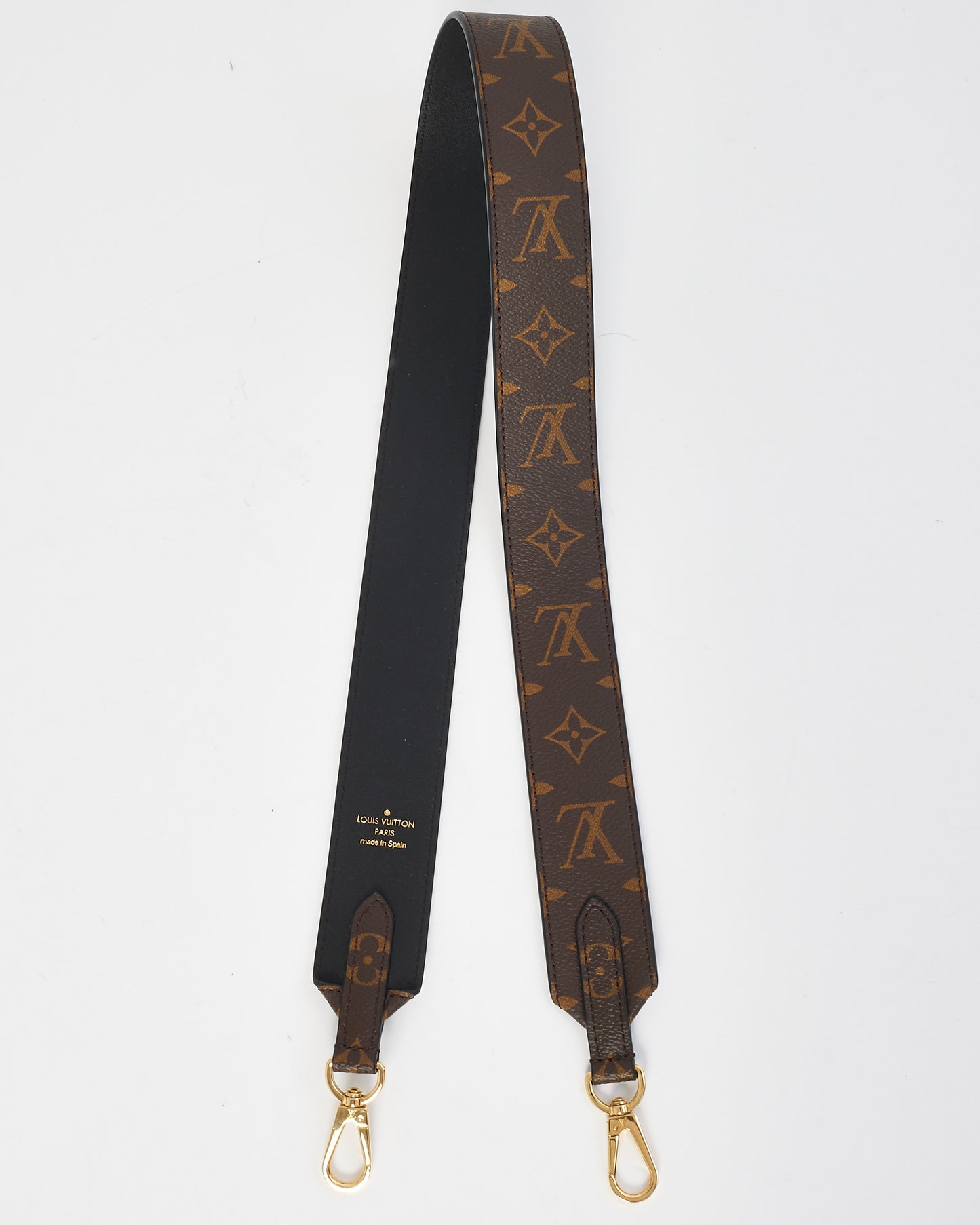 Louis Vuitton Black Leather 
Monogram Canvas Bandoulière XL Strap