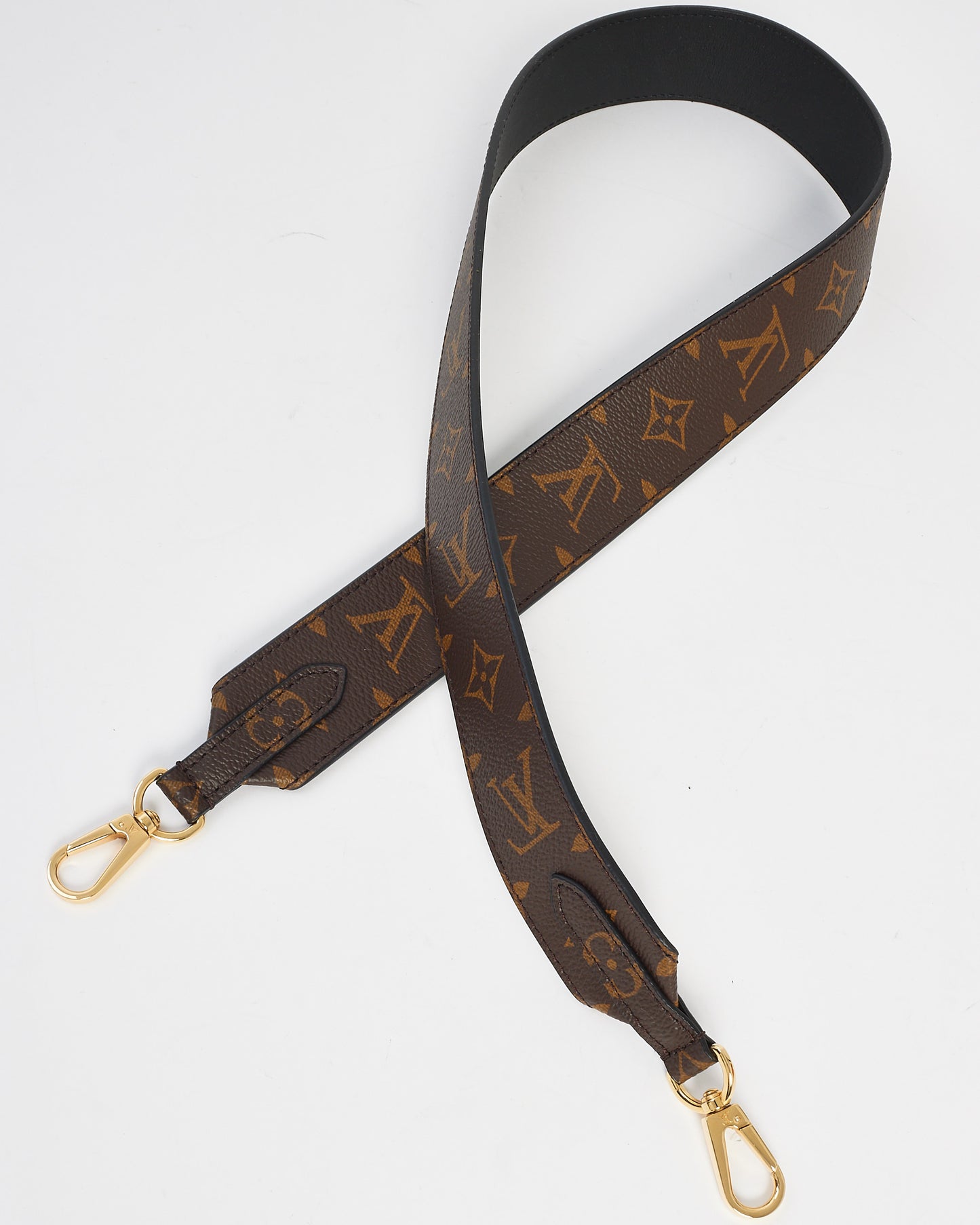 Louis Vuitton Black Leather 
Monogram Canvas Bandoulière XL Strap