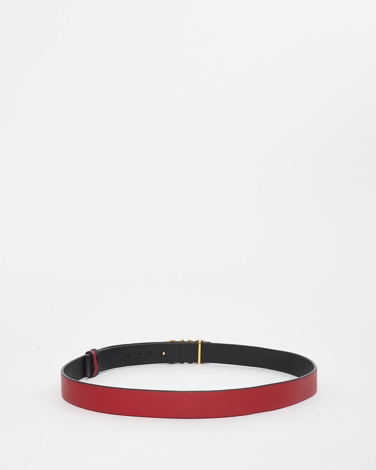 Salvatore Ferragamo Black 
Red Reversible Leather Belt - 40/100