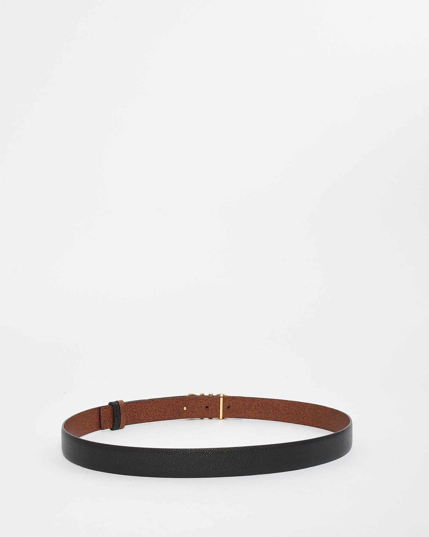 Salvatore Ferragamo Black 
Brown Reversible Gold Buckle Belt - 40