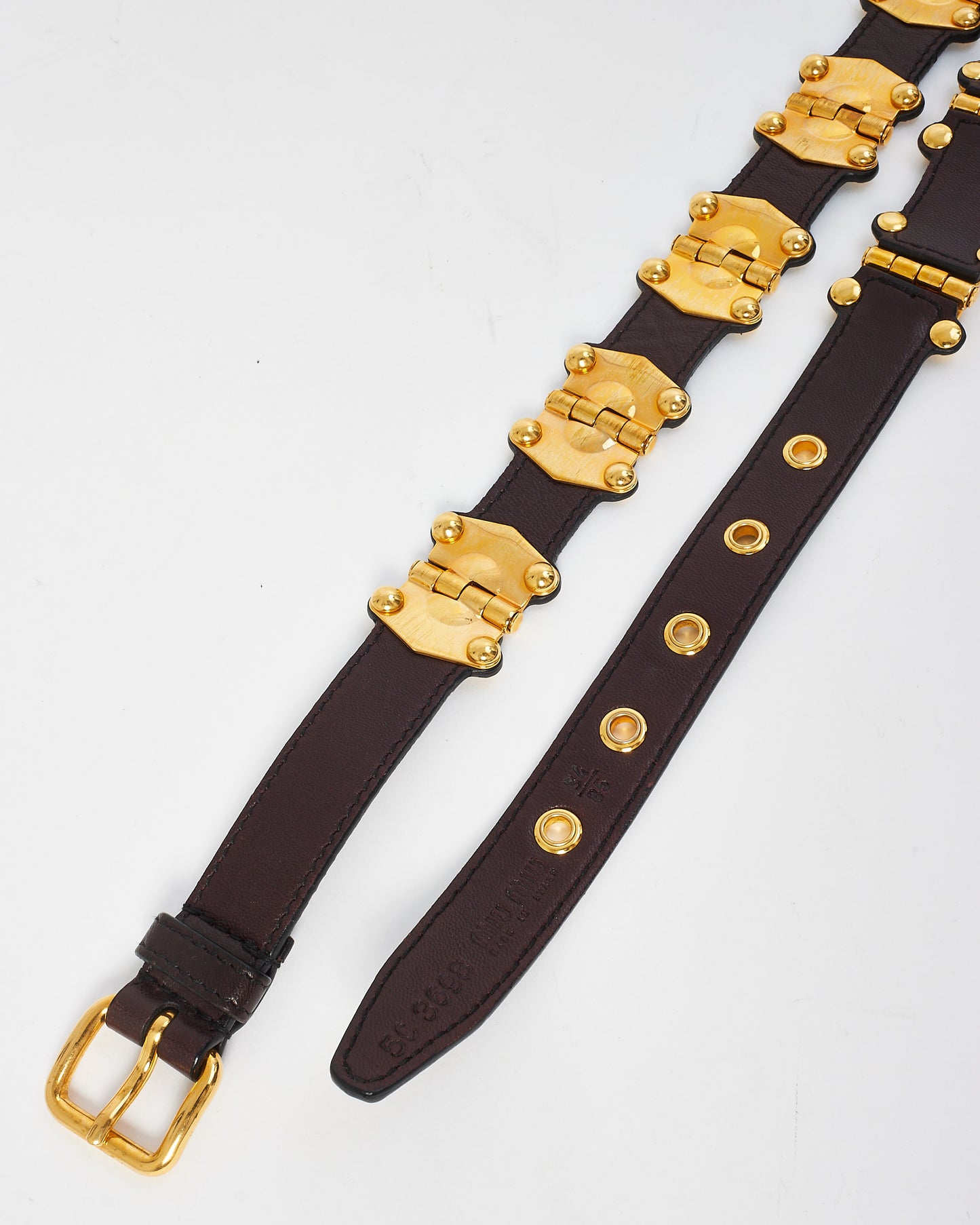 Miu Miu Vintage Brown Leather 
Gold Hardware Belt - 85/34