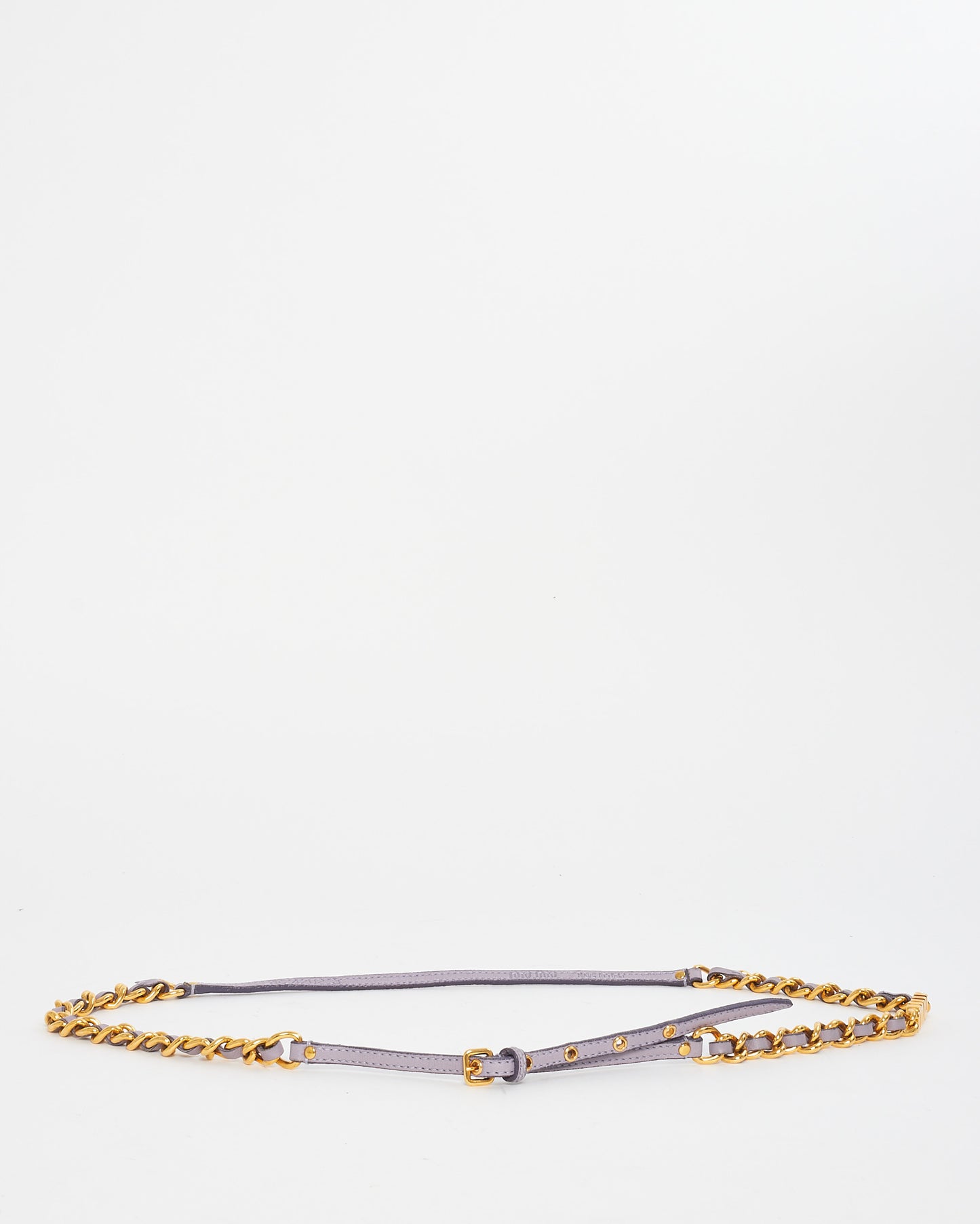 Miu Miu Lavender Leather 
Gold Chain Thin Belt