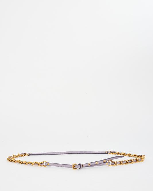 Miu Miu Lavender Leather 
Gold Chain Thin Belt